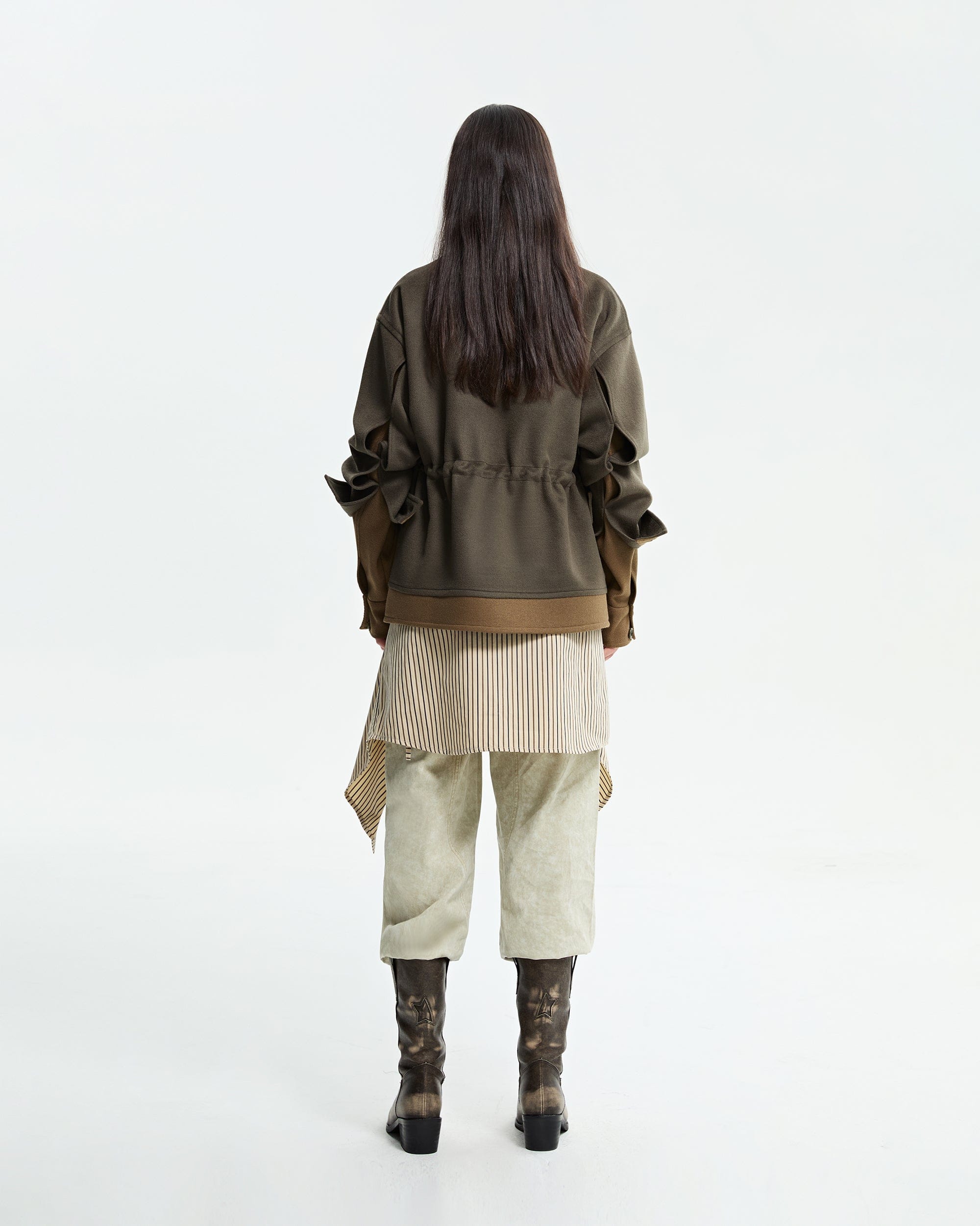 ORGANIC EMOTION Deconstructed Layered-pocket Button Pants, premium urban and streetwear designers apparel on PROJECTISR.com, ORGANIC EMOTION