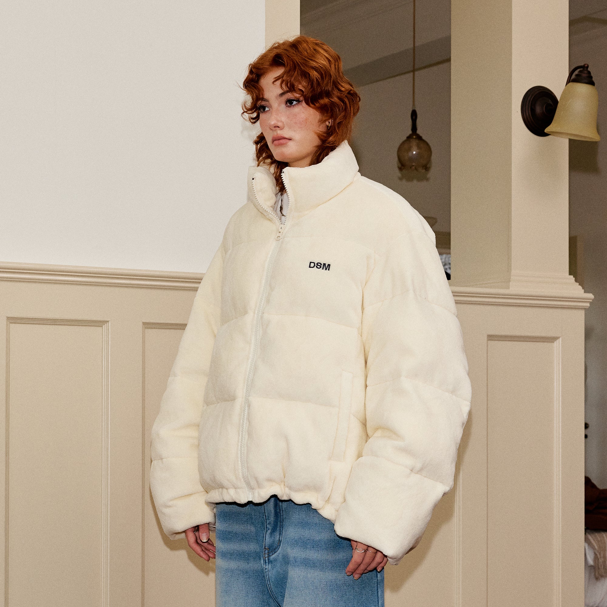 DONSMOKE Quilted Embroidered Slogan Jacket