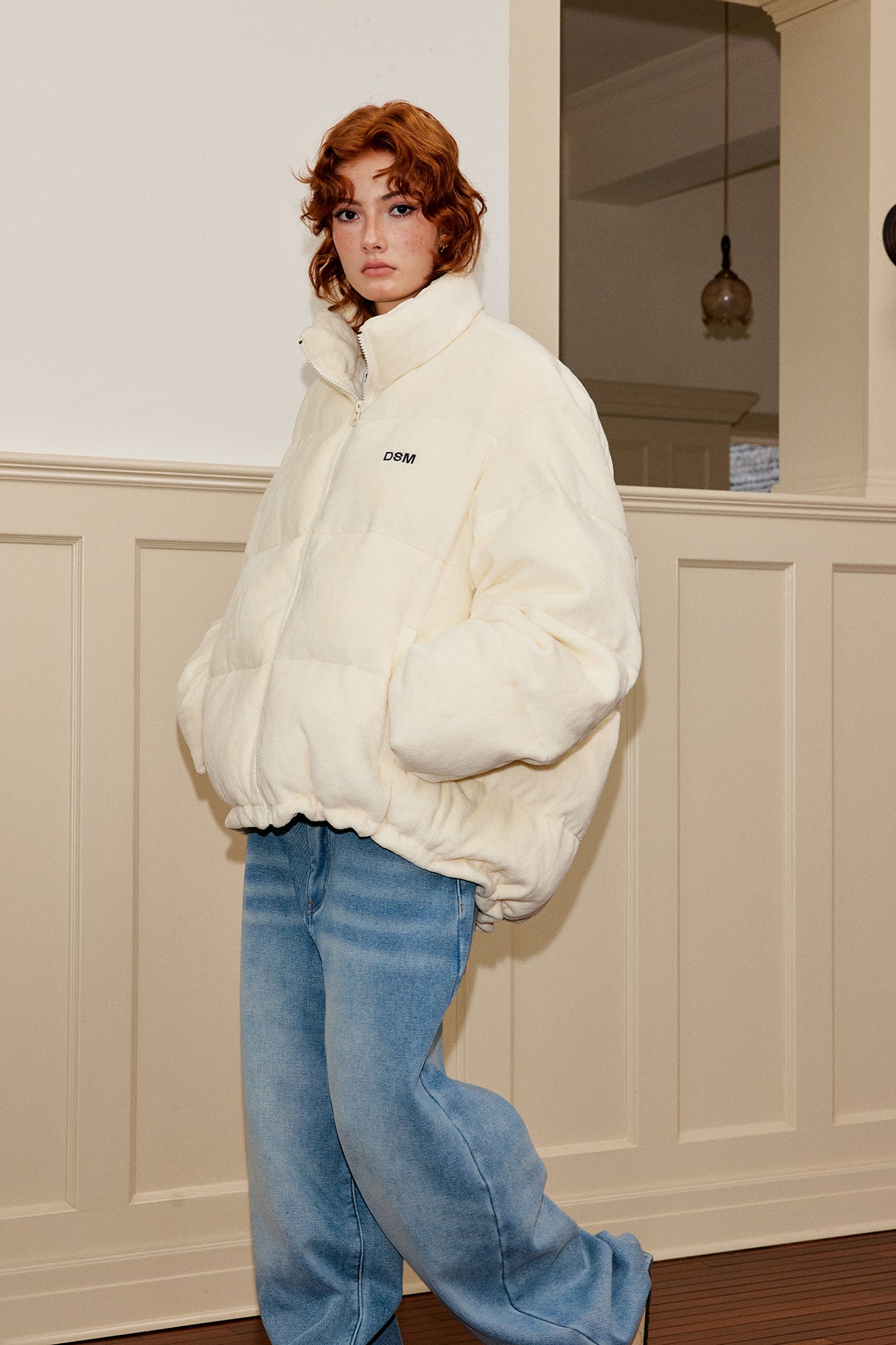 DONSMOKE Quilted Embroidered Slogan Jacket