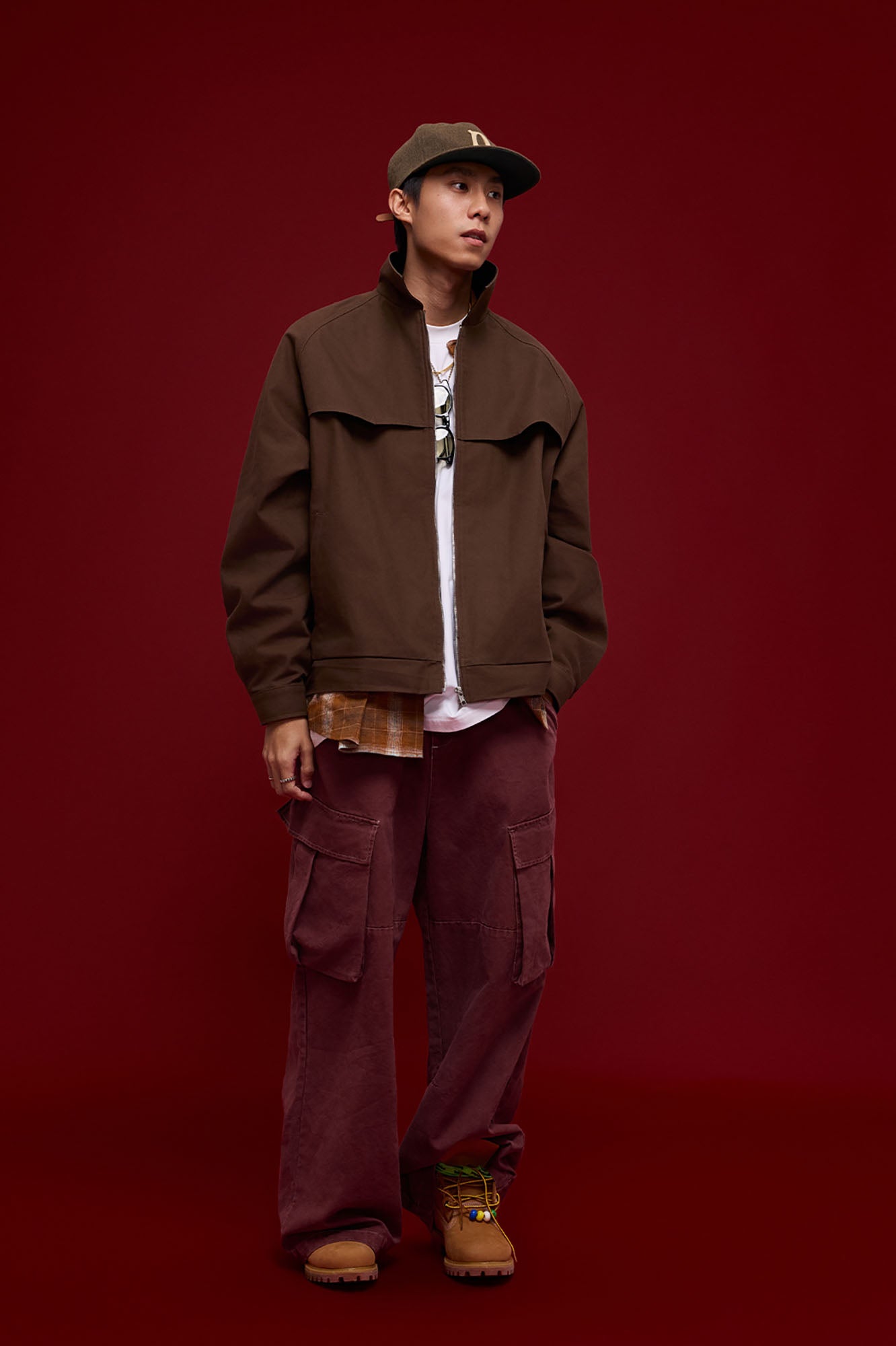 BANANA CLUB Faux Leather Collar Cotton Jacket