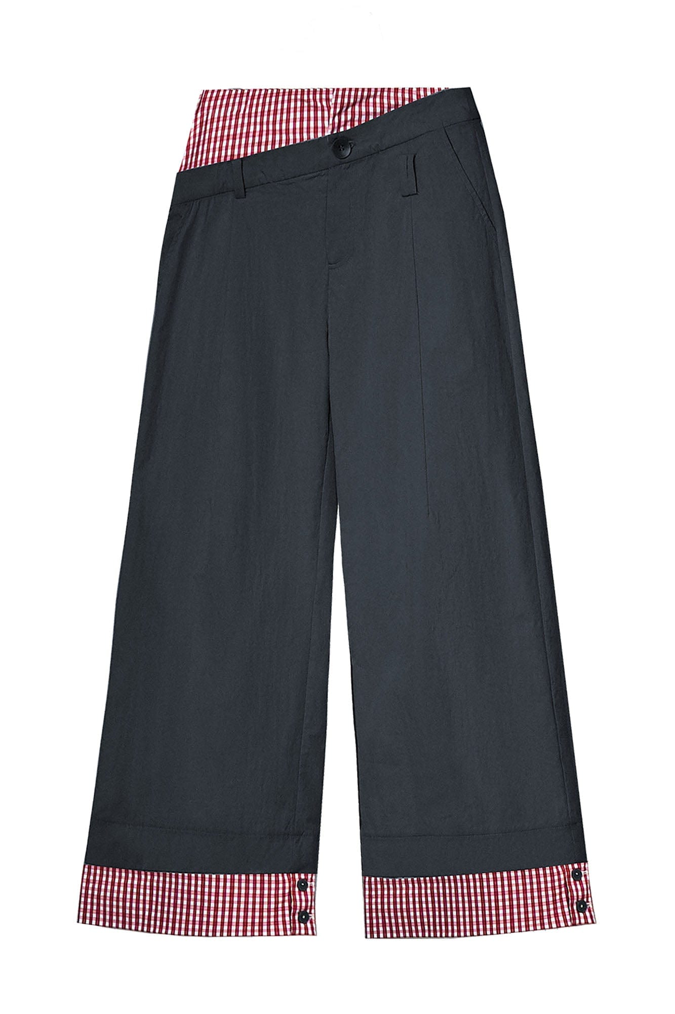 OIPWORD Asymmetrical Waist Faux-Layered Wide-Leg Pants, premium urban and streetwear designers apparel on PROJECTISR.com, OIPWORD