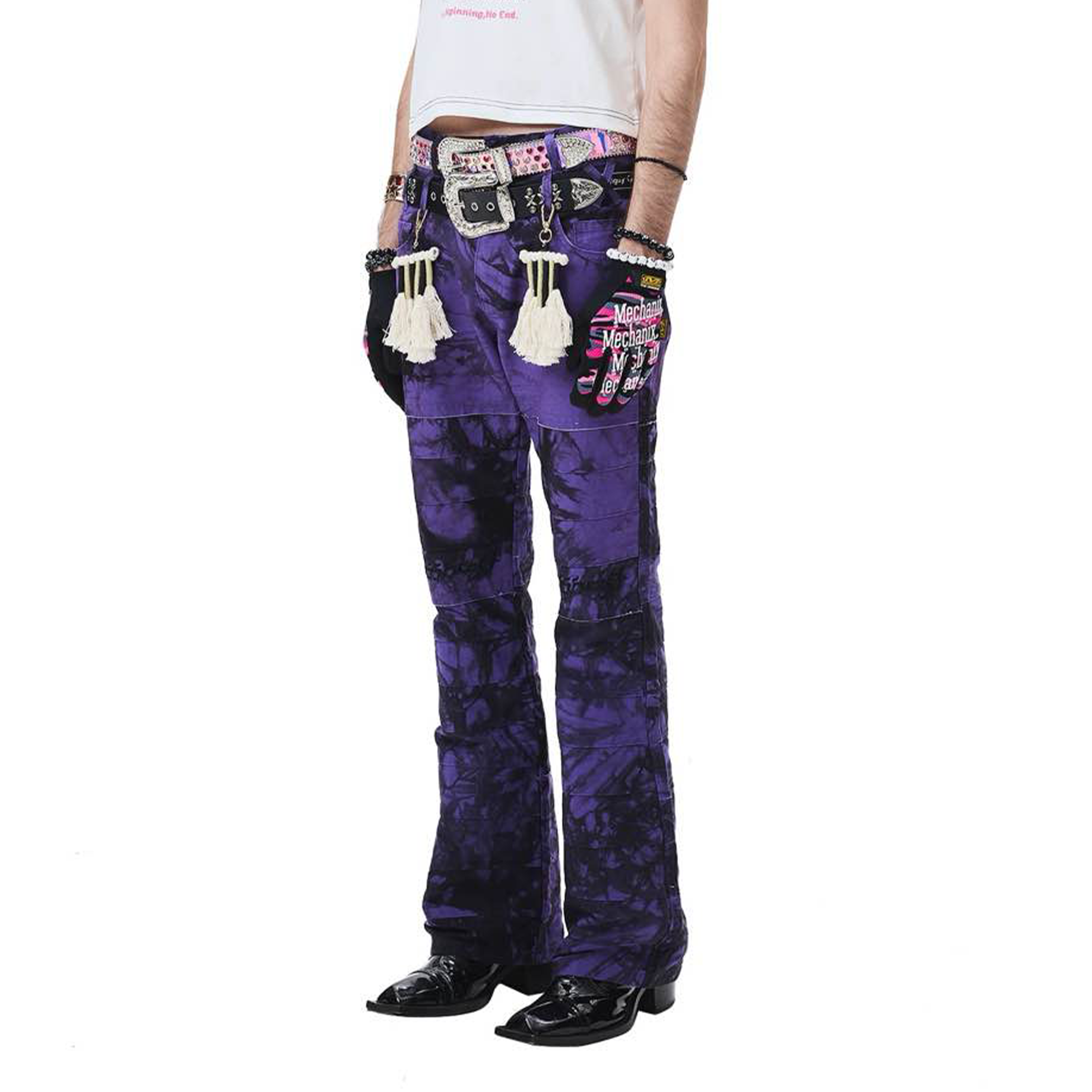 ERISSTOFF Tie-Dye Dual-Waist Flared Jeans