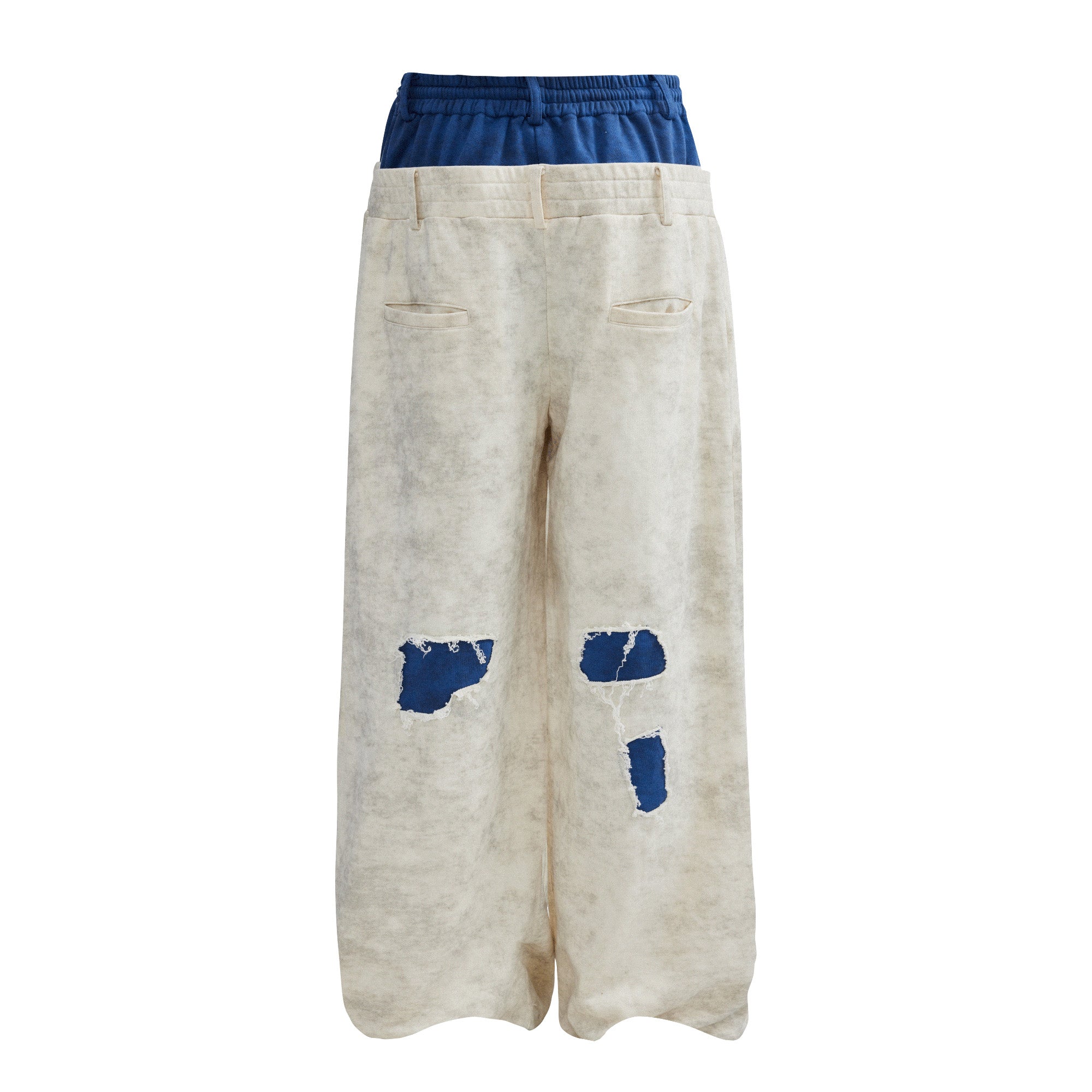 OIPWORD Distressed Ship Graphic Double-Waist Pants