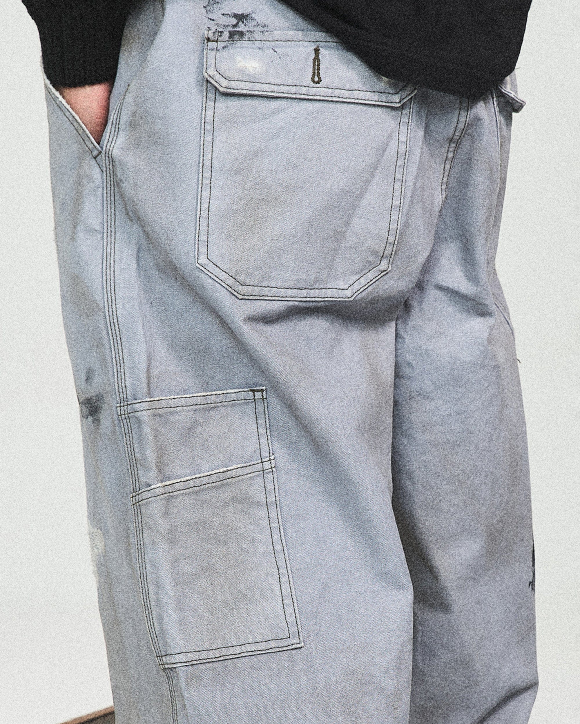 STEEPC Distressed Spliced Wide-Leg Pant, premium urban and streetwear designers apparel on PROJECTISR.com, STEEPC
