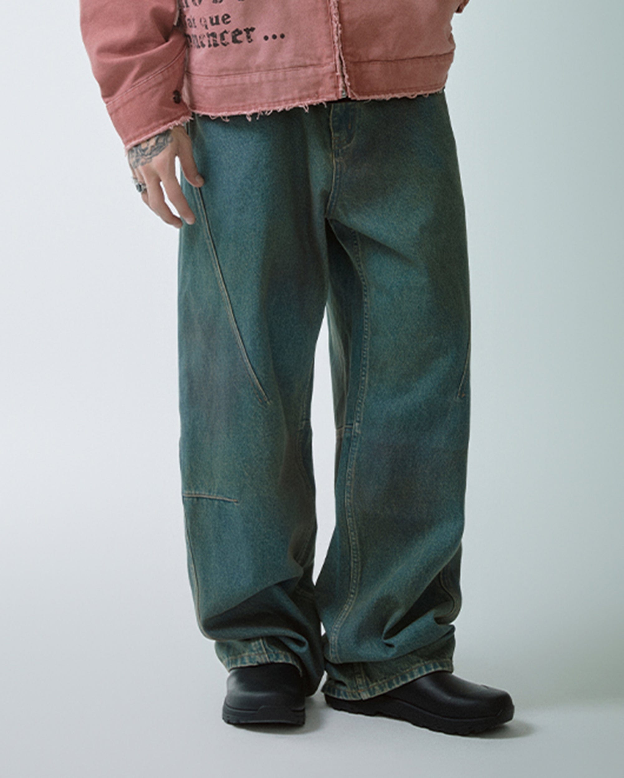 F2CE Deconstructed Washed Pants, premium urban and streetwear designers apparel on PROJECTISR.com, F2CE
