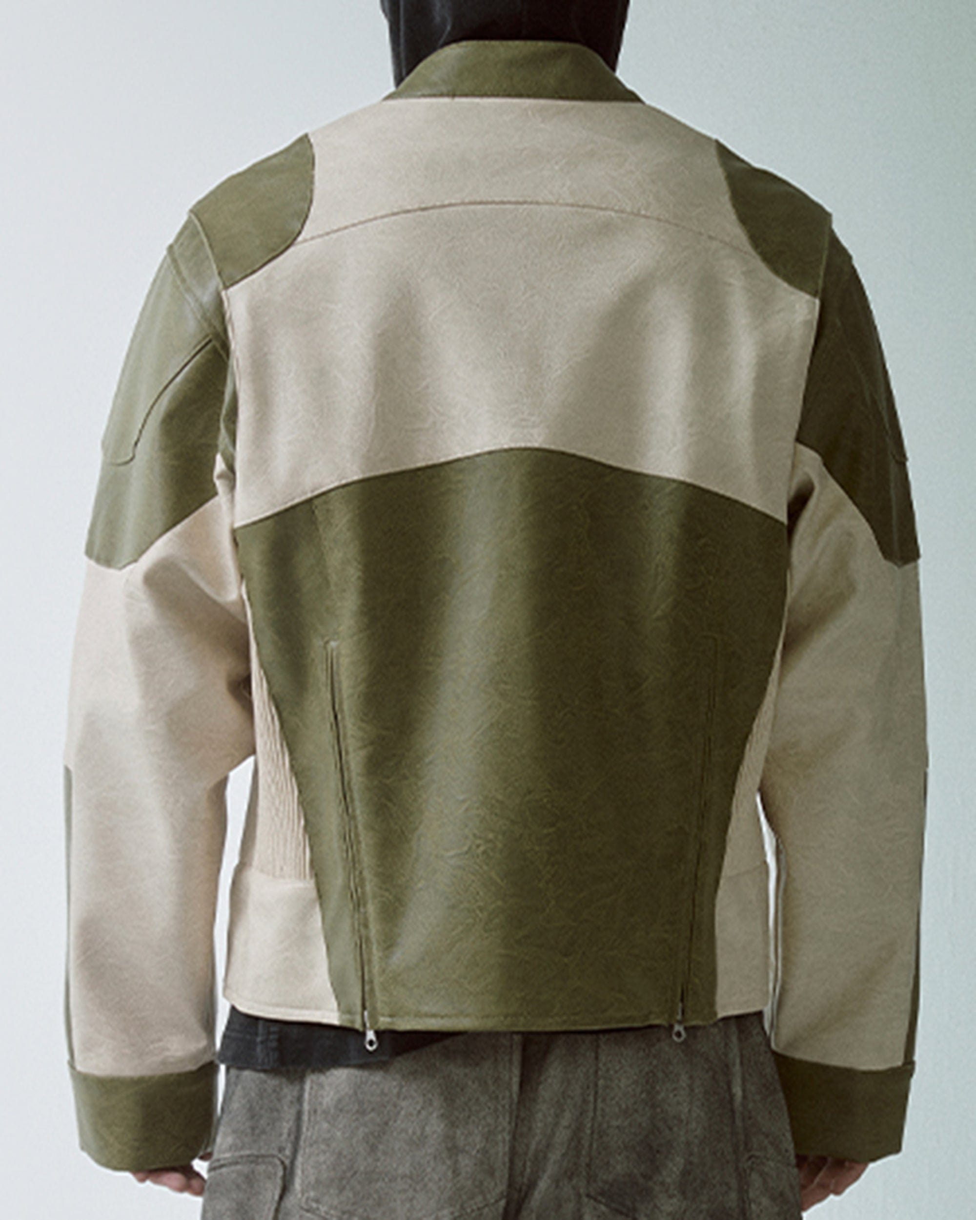 F2CE Modern Deconstructed Faux Leather Biker Jacket, premium urban and streetwear designers apparel on PROJECTISR.com, F2CE