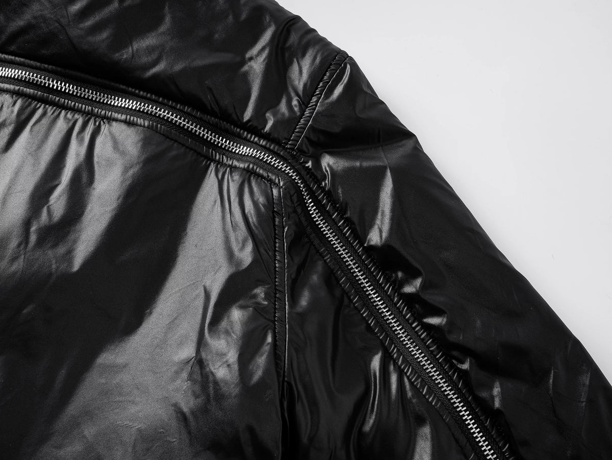 REBEL WAVE Detachable Faux Fur Collar Zip-Up Hooded Jacket