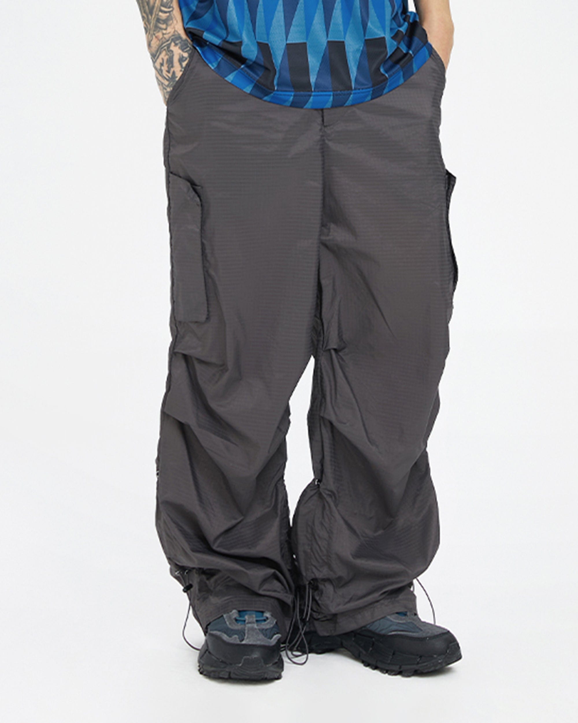 F2CE Multi-Pocket Crinkled Parachute Pants, premium urban and streetwear designers apparel on PROJECTISR.com, F2CE