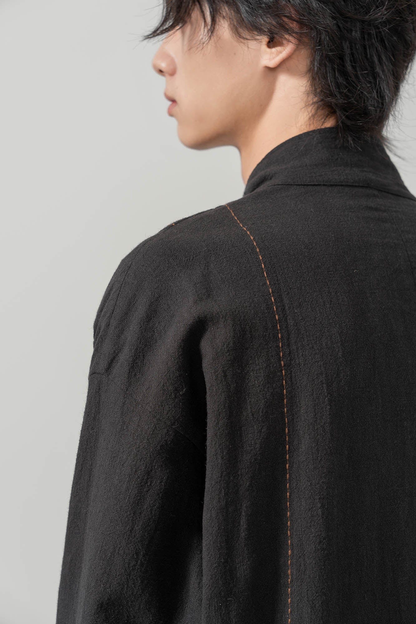 MOITIEDEPETALE Striped Layered Stitched Daoist Robe