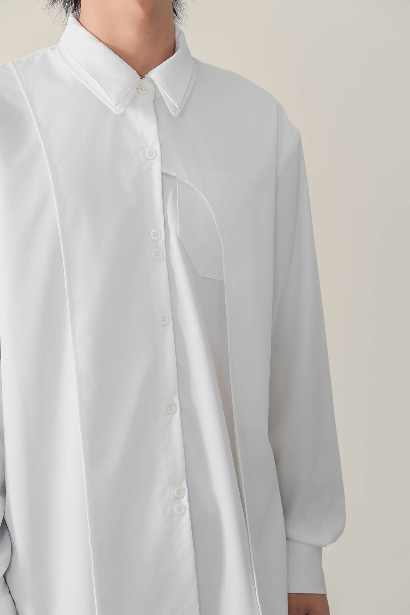 MOITIEDEPETALE Asymmetrical Panel Bamboo Fiber Shirt