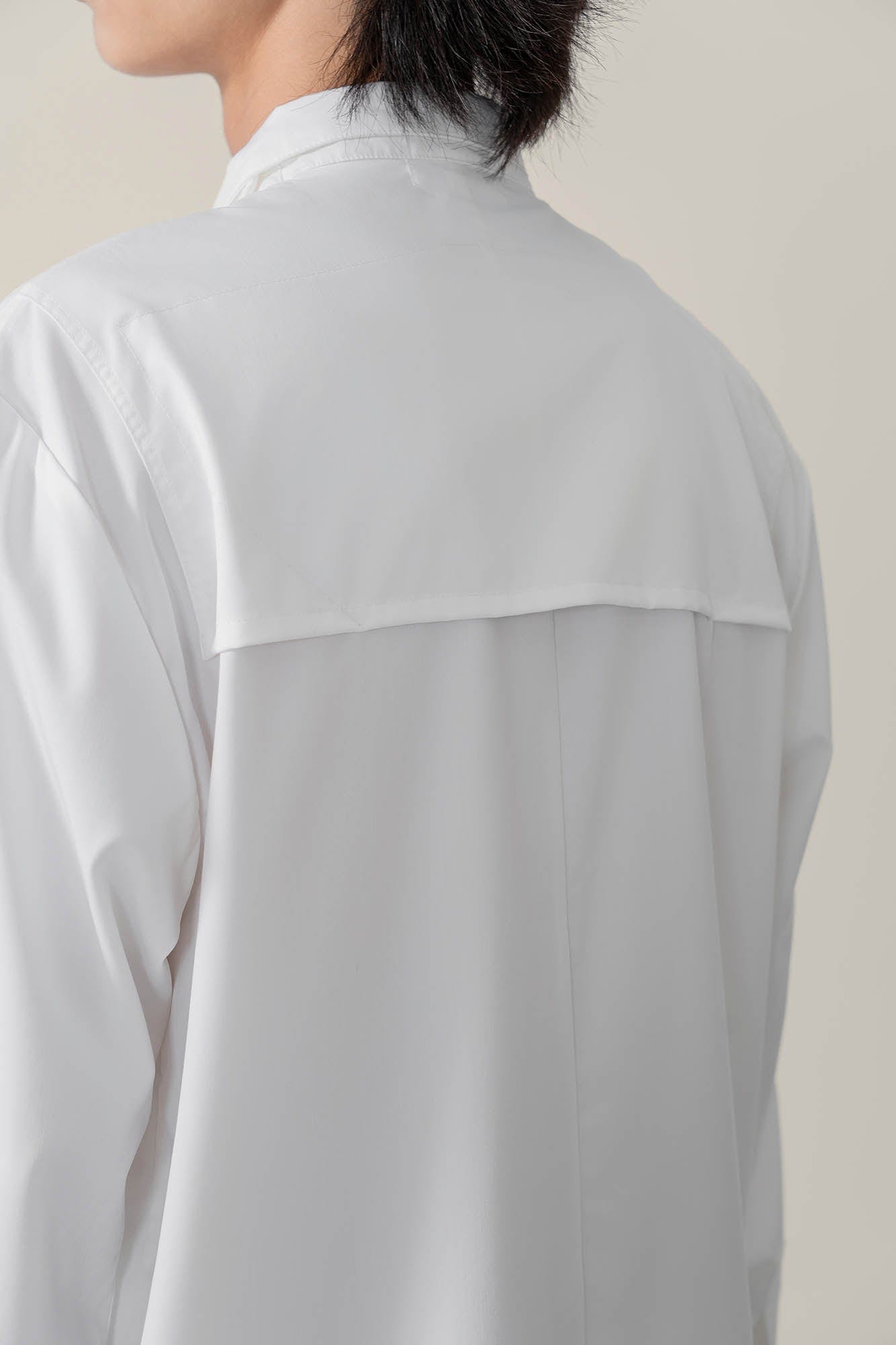 MOITIEDEPETALE Asymmetrical Panel Bamboo Fiber Shirt