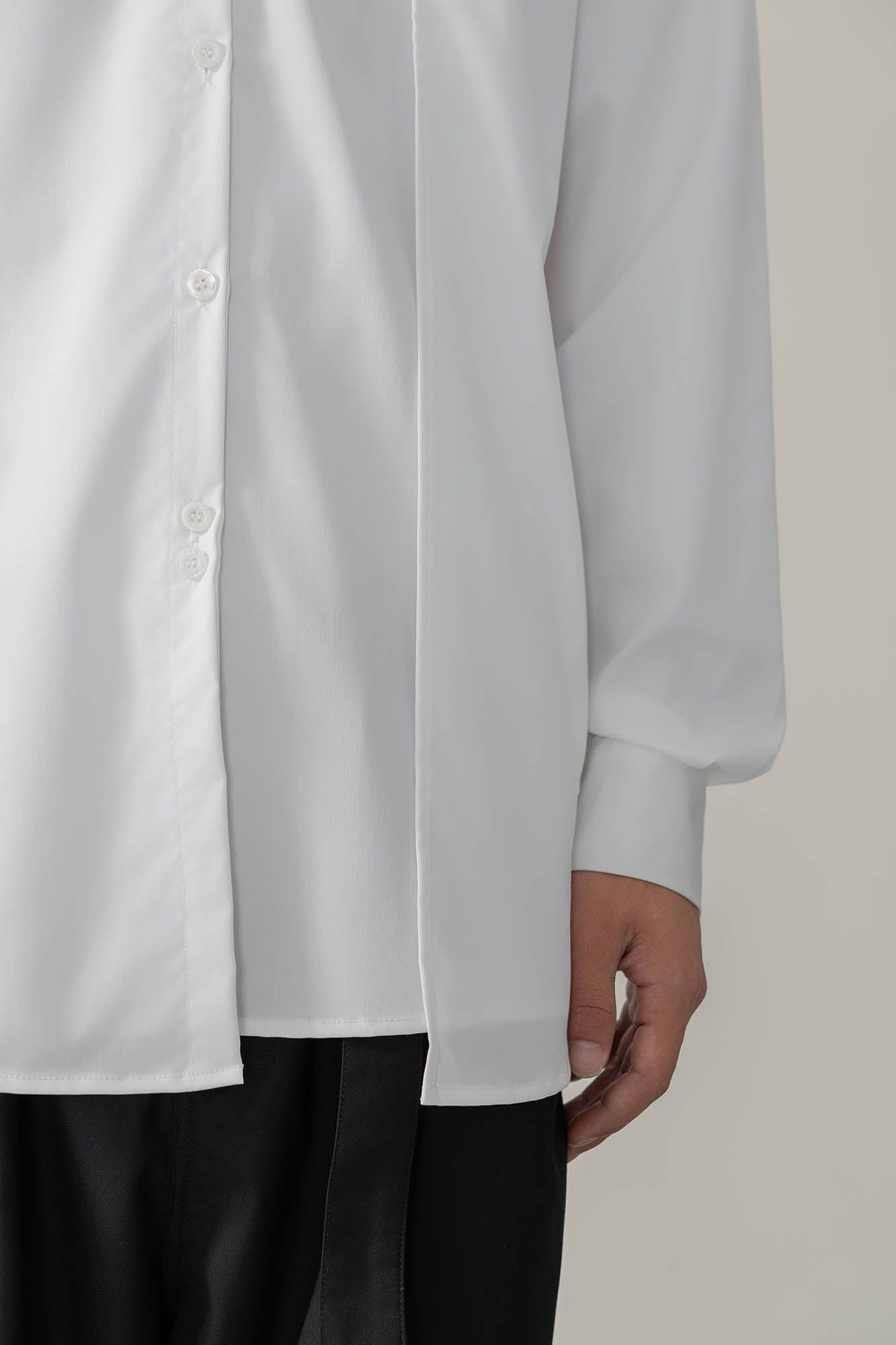 MOITIEDEPETALE Asymmetrical Panel Bamboo Fiber Shirt