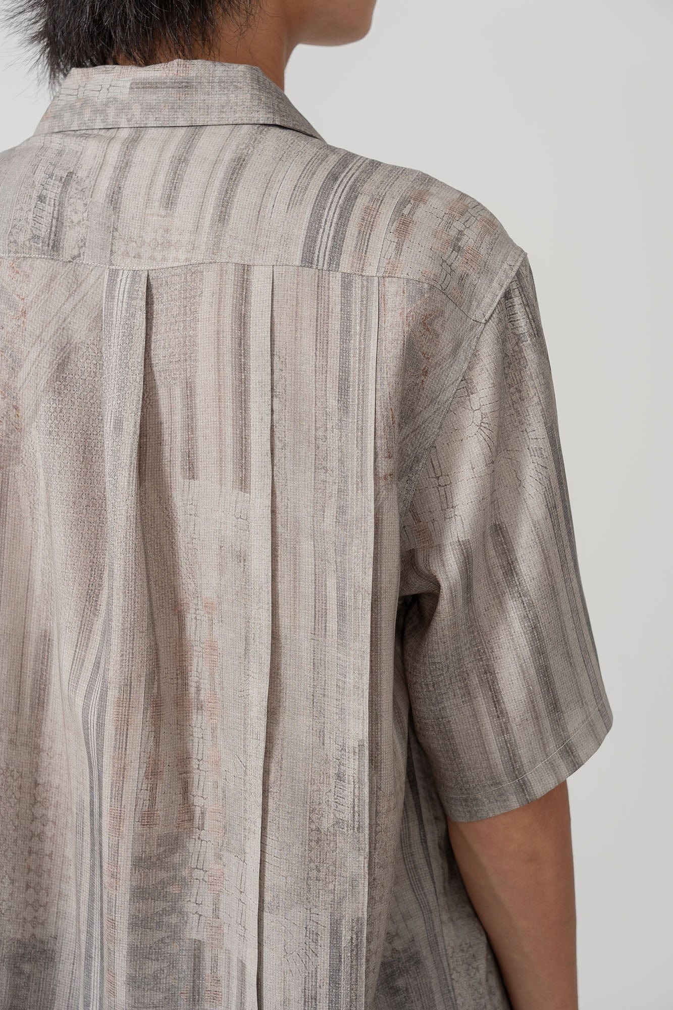 MOITIEDEPETALE Striped Pocket Linen-Blend Half Shirt, premium urban and streetwear designers apparel on PROJECTISR.com, MOITIEDEPETALE