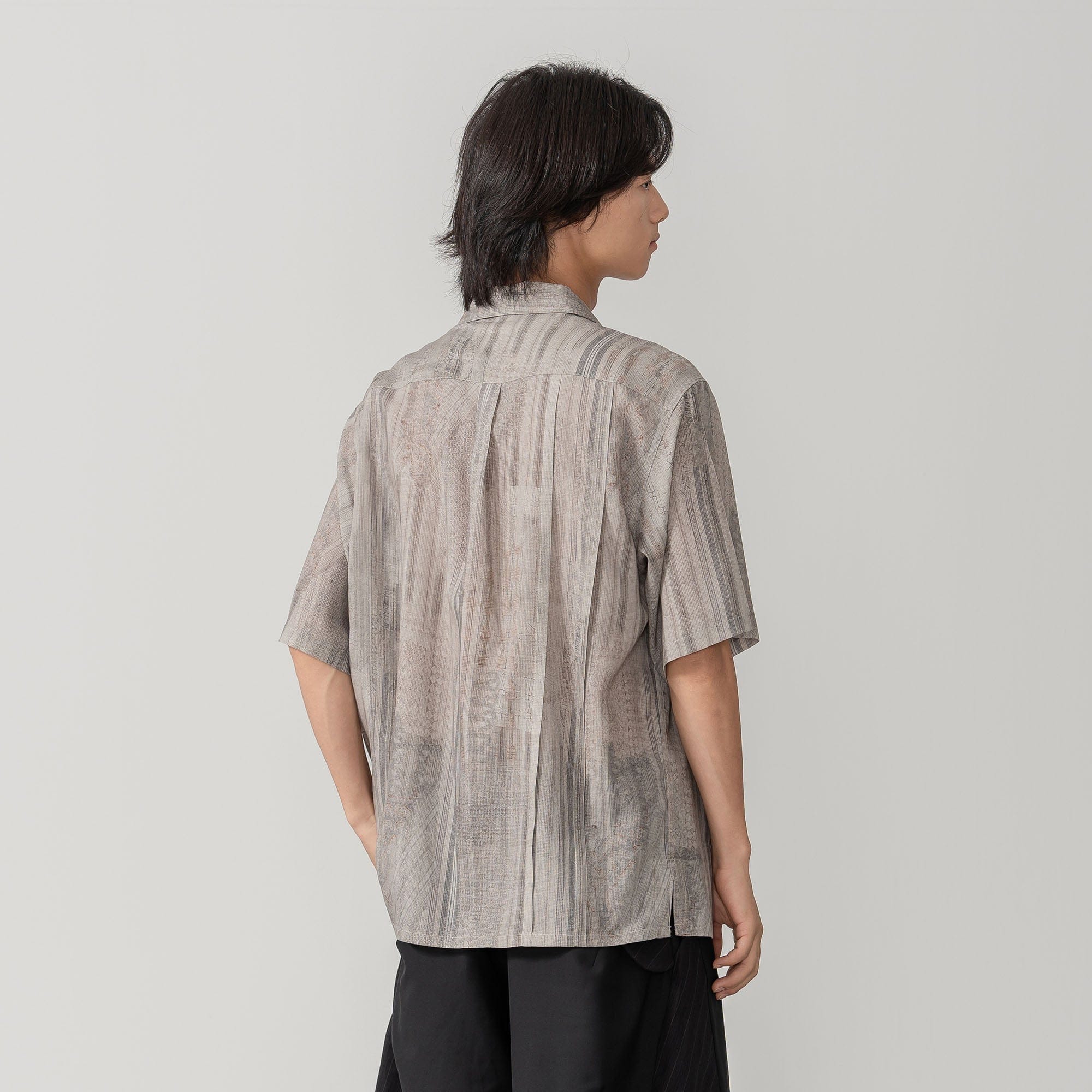 MOITIEDEPETALE Striped Pocket Linen-Blend Half Shirt, premium urban and streetwear designers apparel on PROJECTISR.com, MOITIEDEPETALE