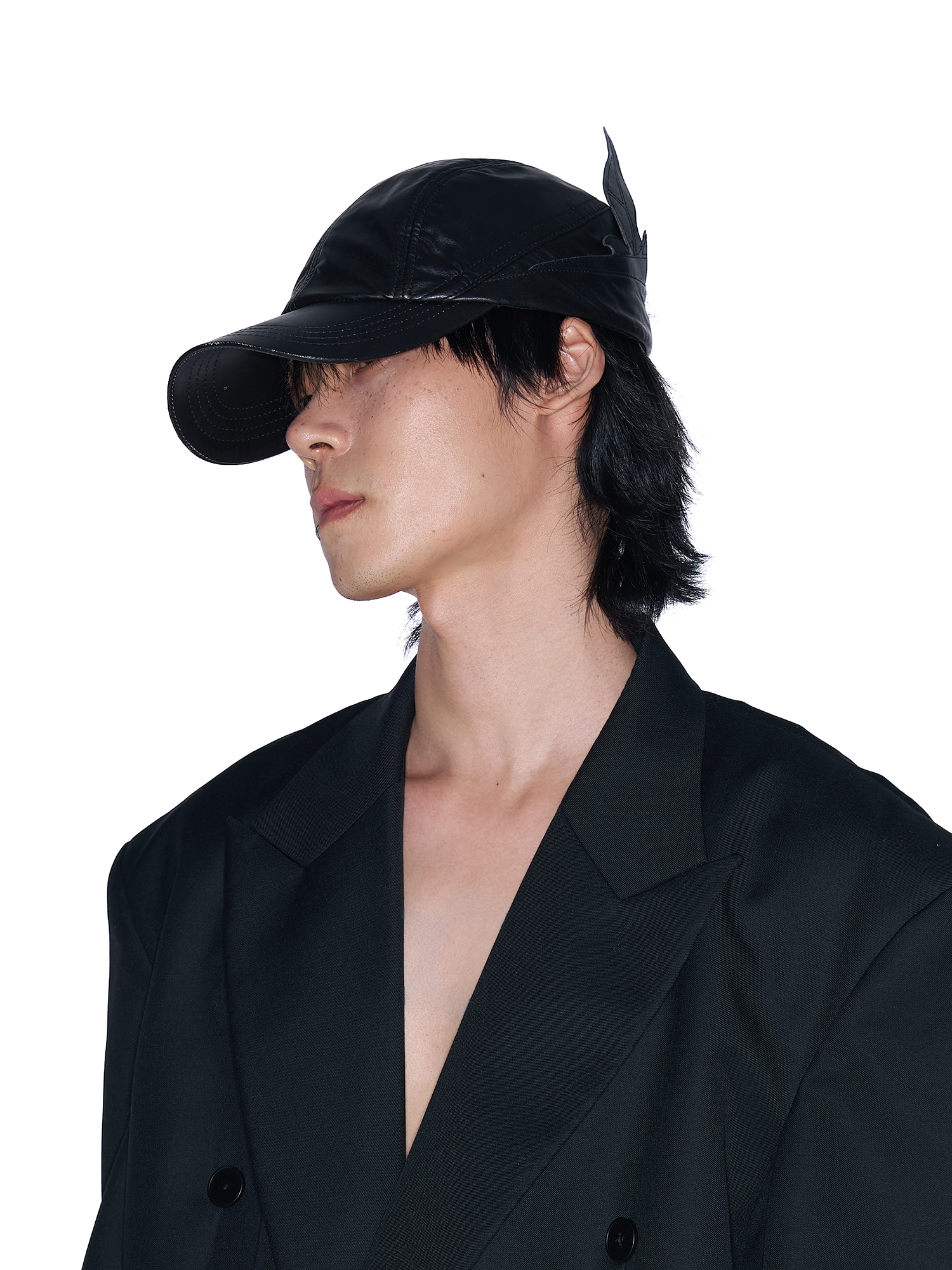 SANB Faux Leather Horned Baseball Cap