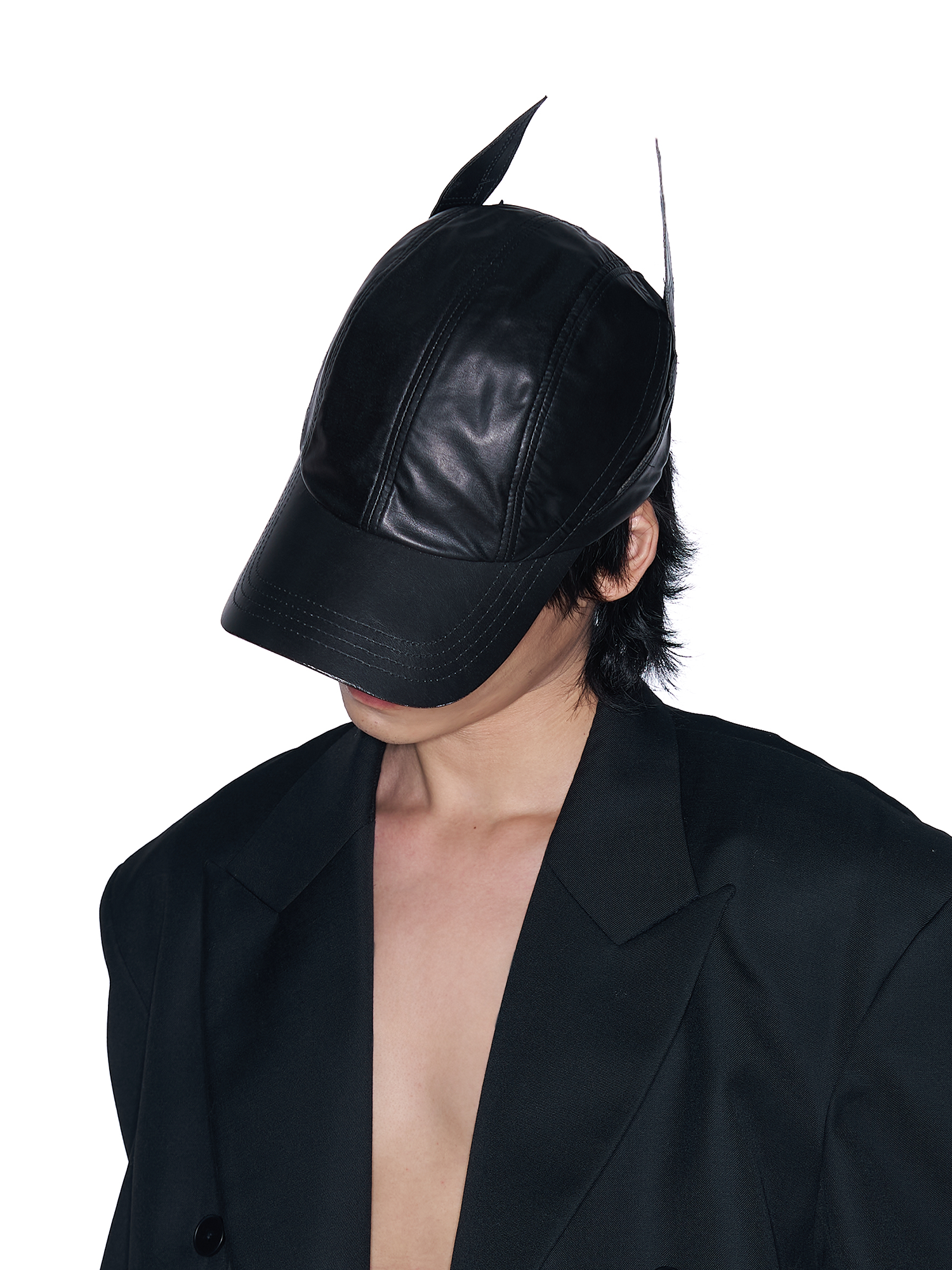 SANB Faux Leather Horned Baseball Cap