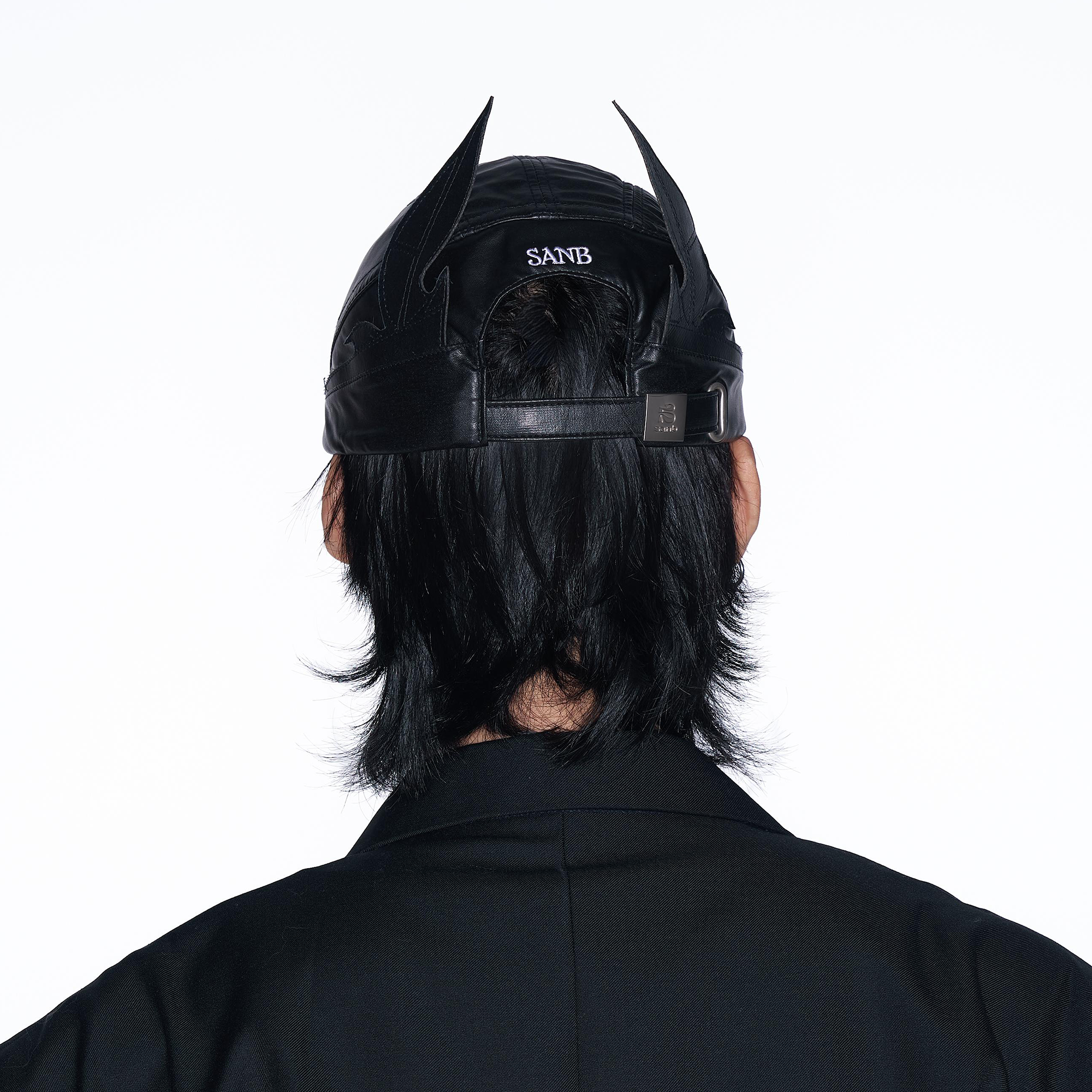 SANB Faux Leather Horned Baseball Cap