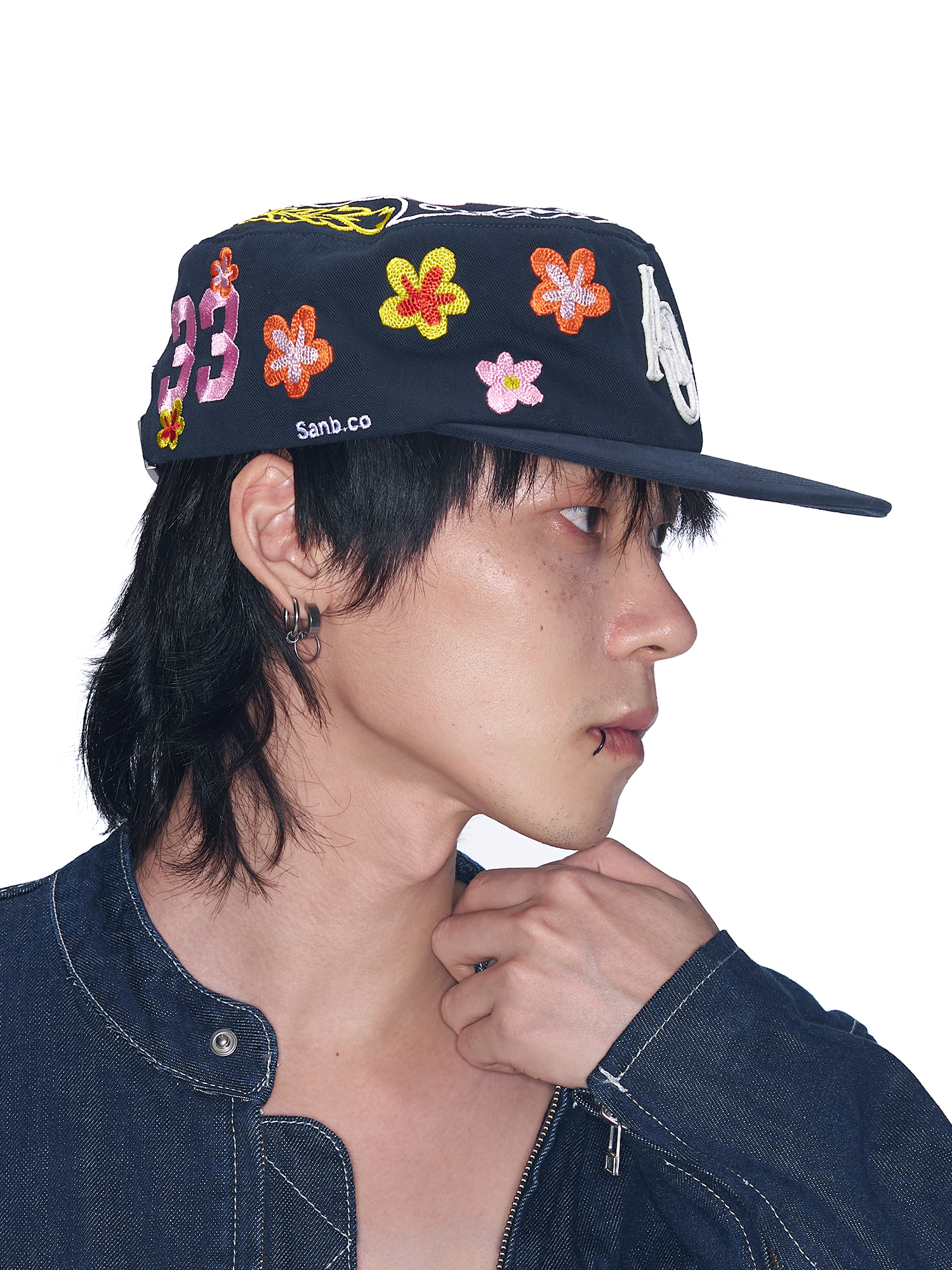SANB Floral Embroidered Pillbox Cap