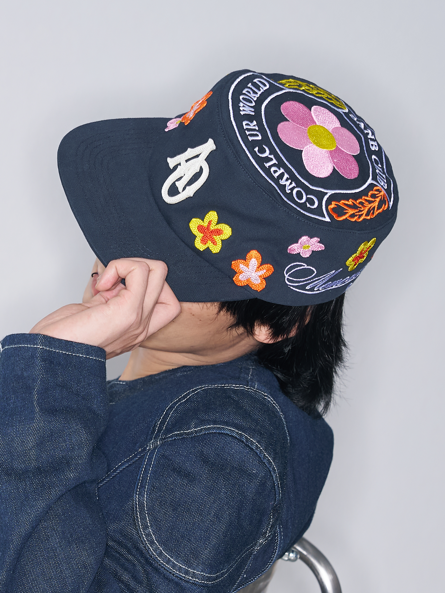 SANB Floral Embroidered Pillbox Cap