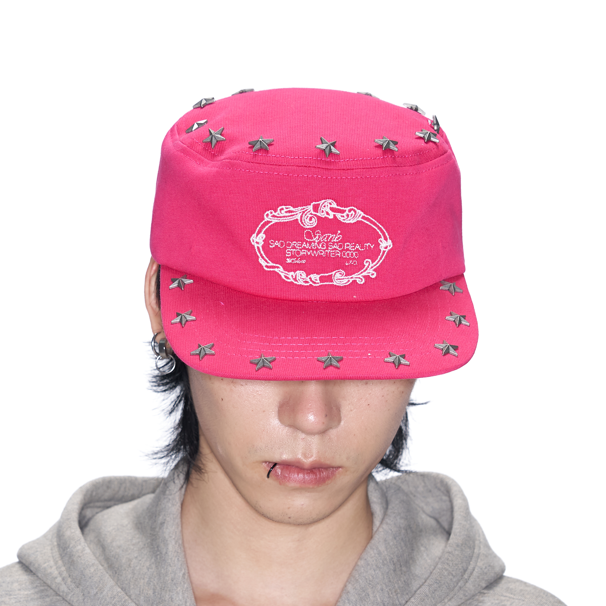 SANB Star-Studded Embroidered Pillbox Cap