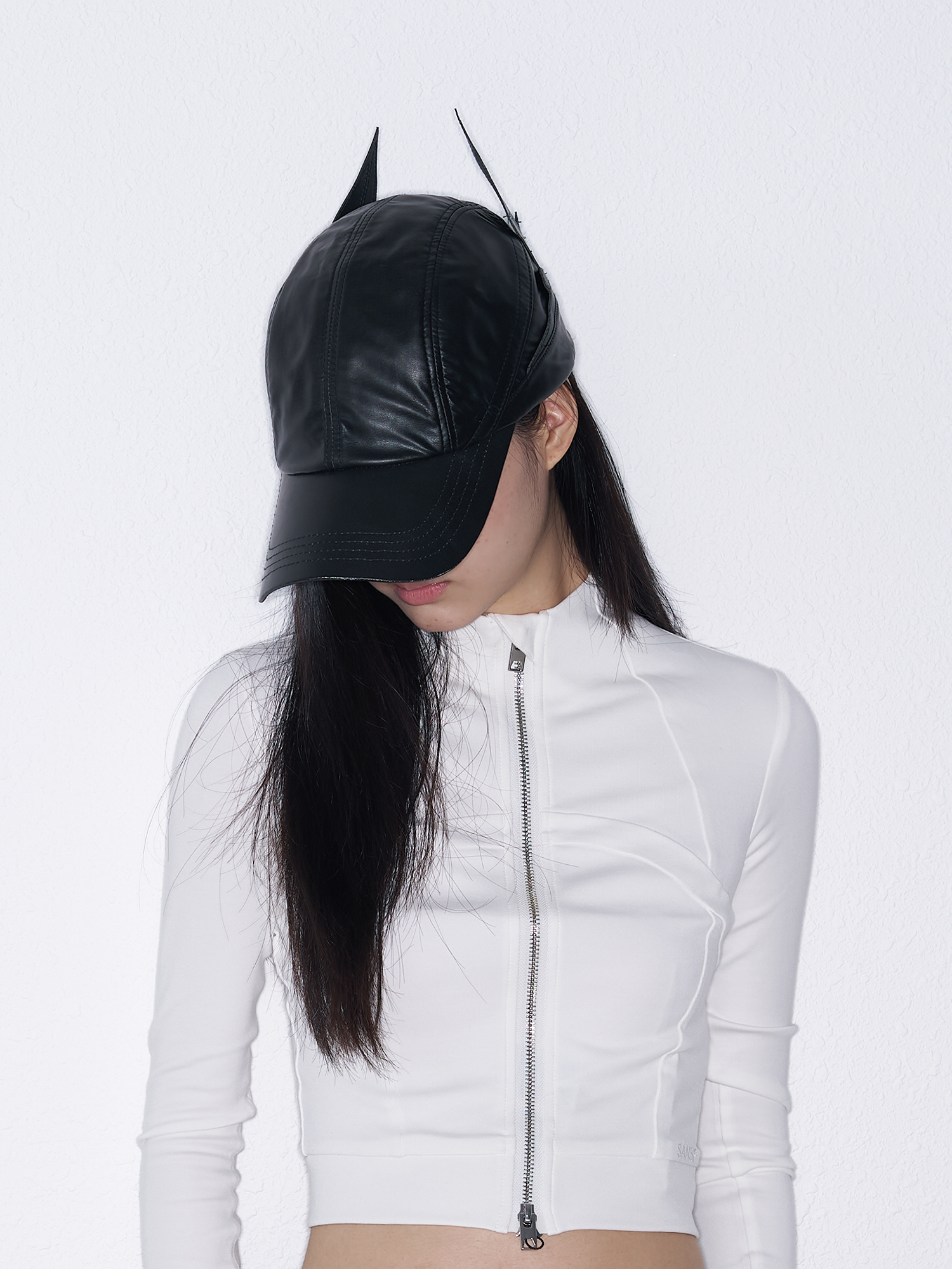 SANB Faux Leather Horned Baseball Cap