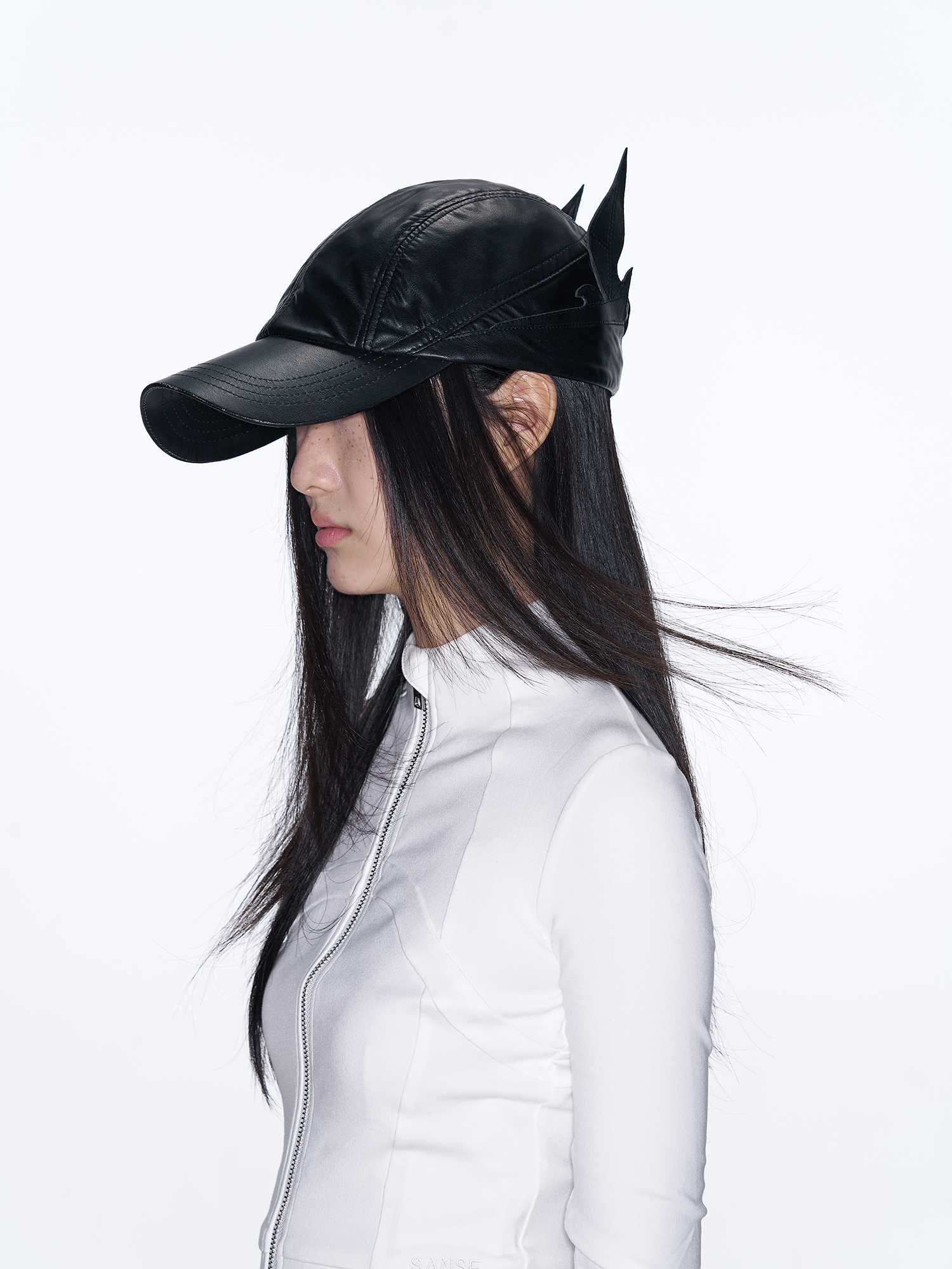 SANB Faux Leather Horned Baseball Cap