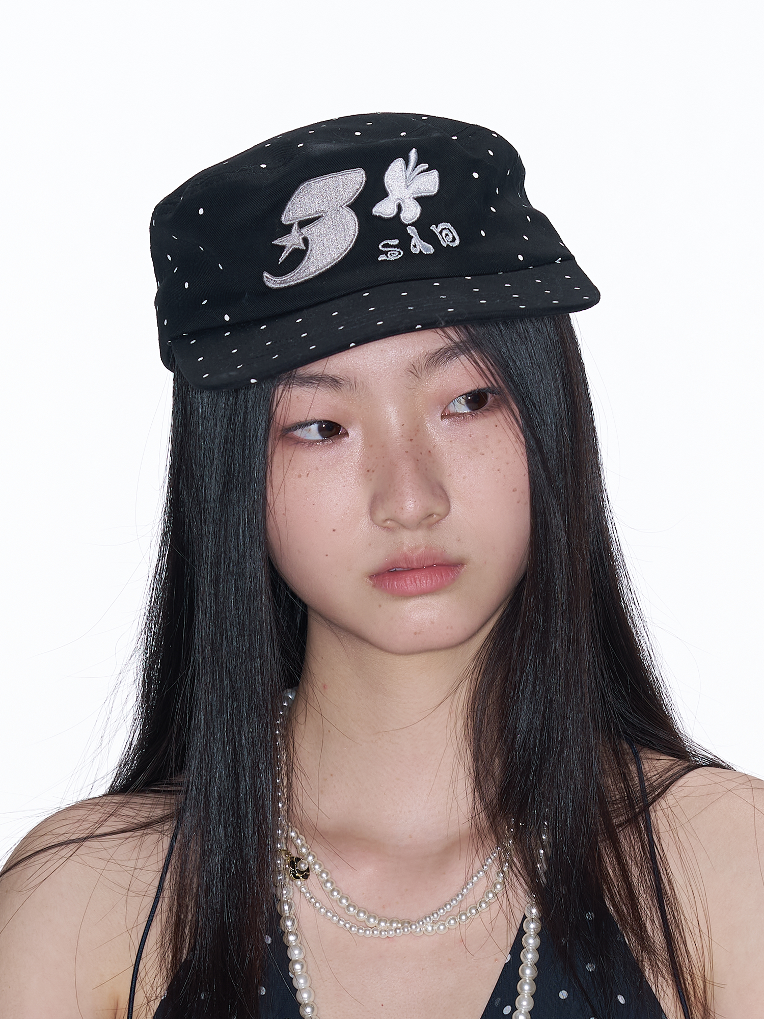 SANB Polka Dot Embroidered Pillbox Hat