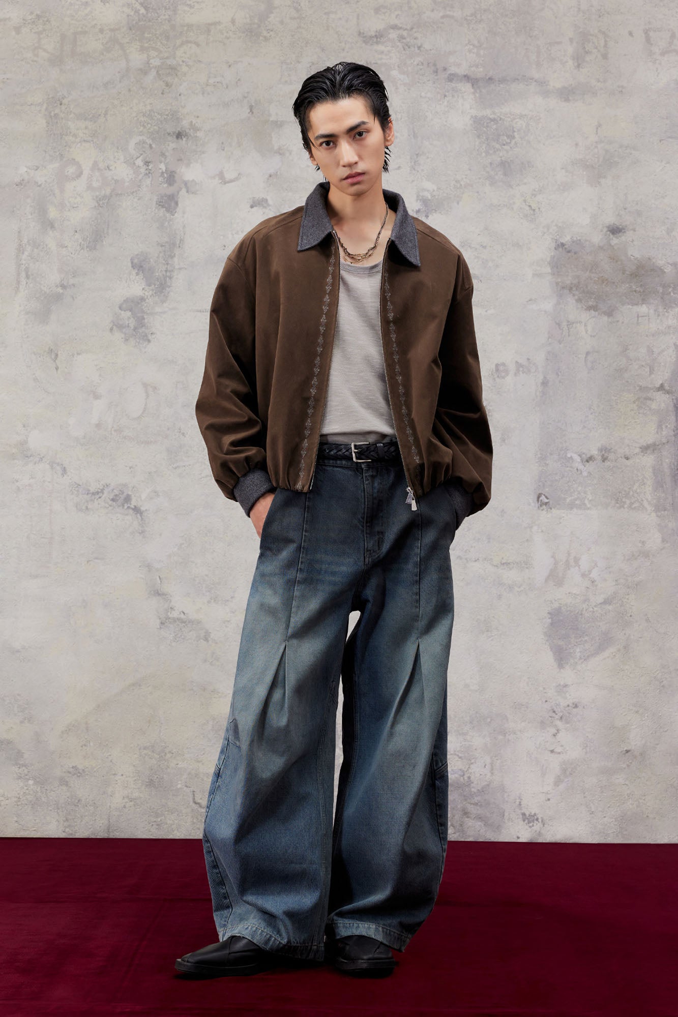 ALVNG AR ANTS Gradient Pleated Panel Balloon-Leg Jeans, premium urban and streetwear designers apparel on PROJECTISR.com, ALVNG AR ANTS