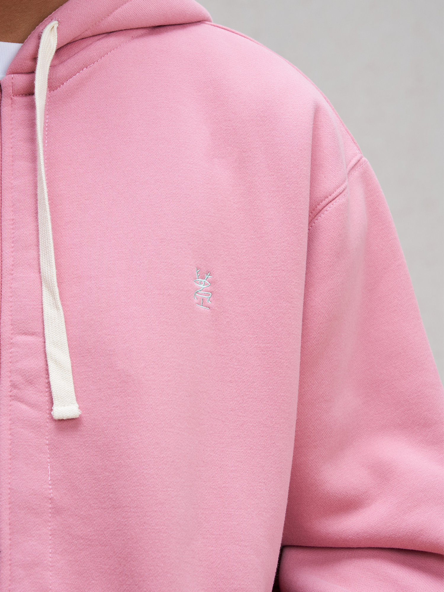 UNLIMITED MOTE Embroidered Waffle Lining Drawstring Hood Jacket