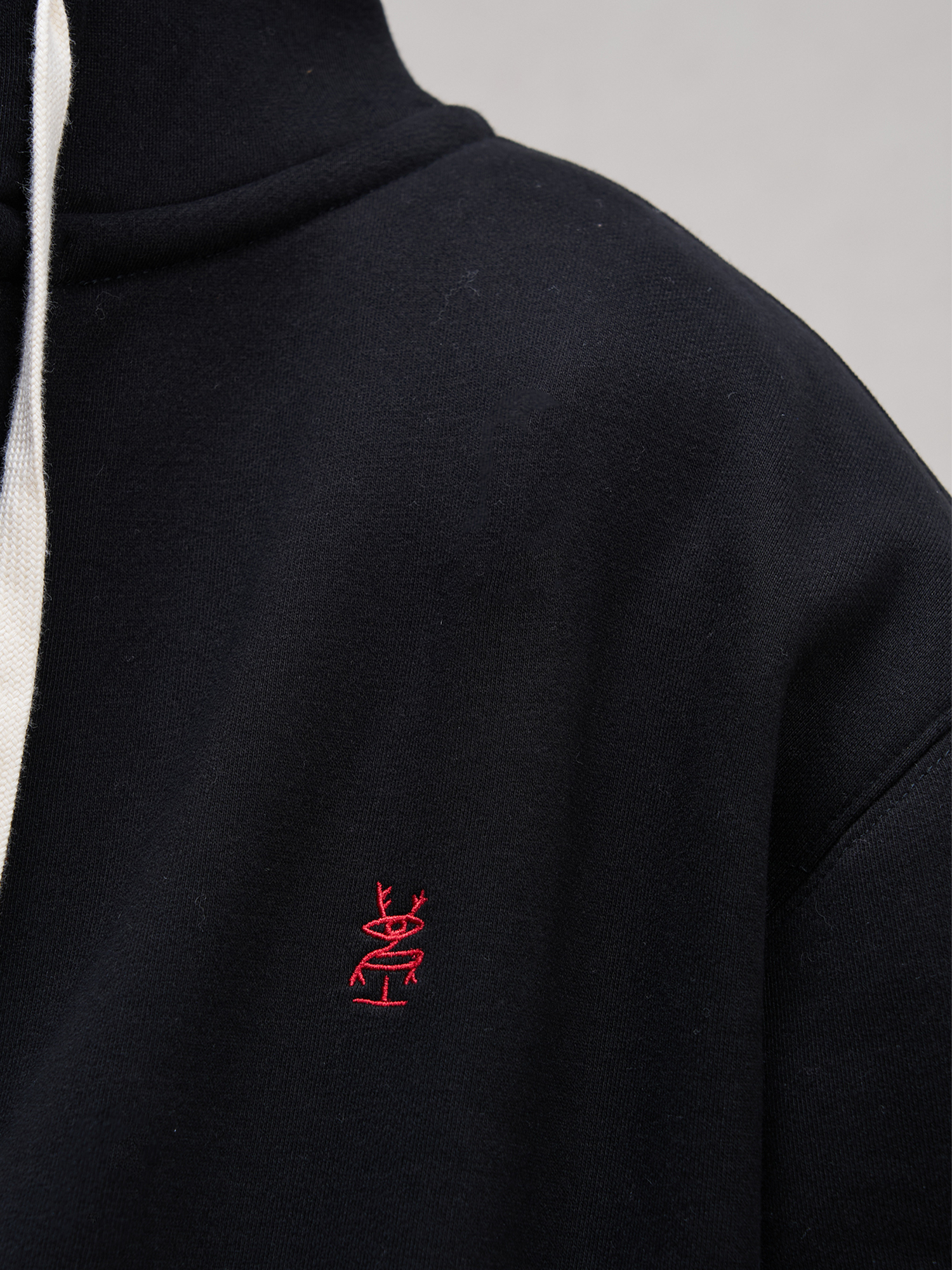 UNLIMITED MOTE Embroidered Waffle Lining Drawstring Hood Jacket