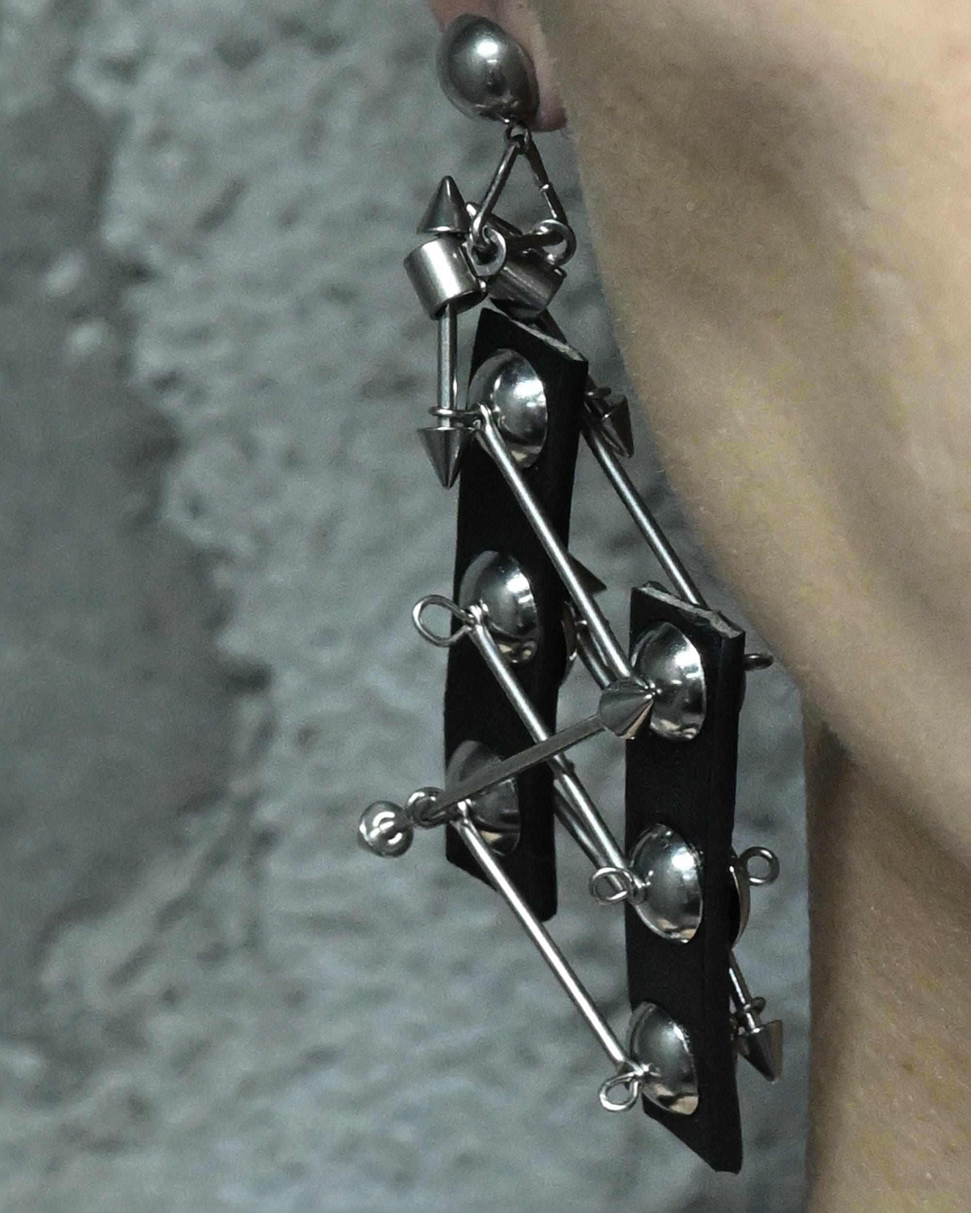 ILLUSORY Modern Hunter Metallic-Bead PU Earring/ Ear Clip, premium urban and streetwear designers apparel on PROJECTISR.com, ILLUSORY