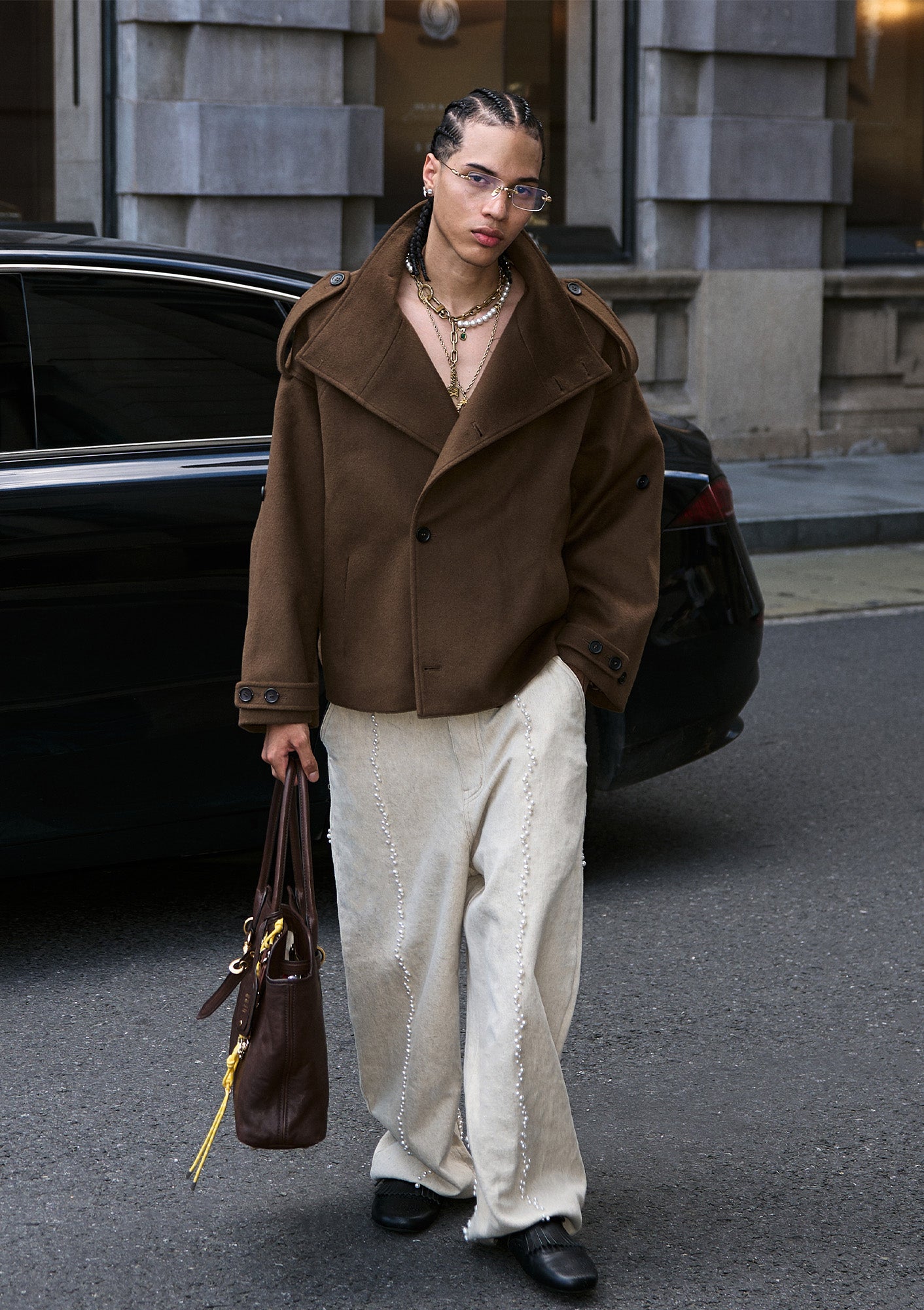 STEEPC Pearl Embellished Linen-Blend Wide-Leg Trousers, premium urban and streetwear designers apparel on PROJECTISR.com, STEEPC