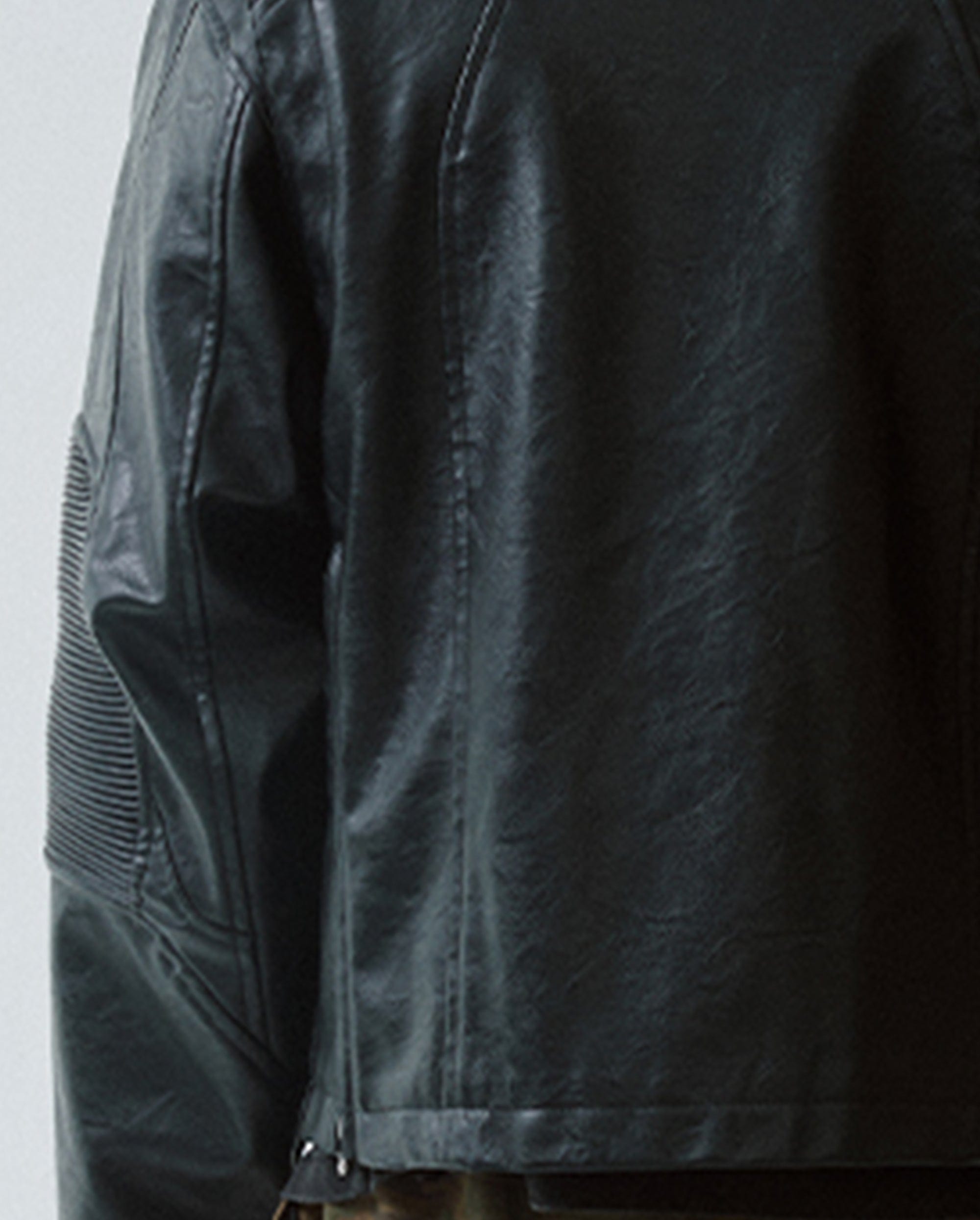 F2CE Modern Deconstructed Faux Leather Biker Jacket Black, premium urban and streetwear designers apparel on PROJECTISR.com, F2CE