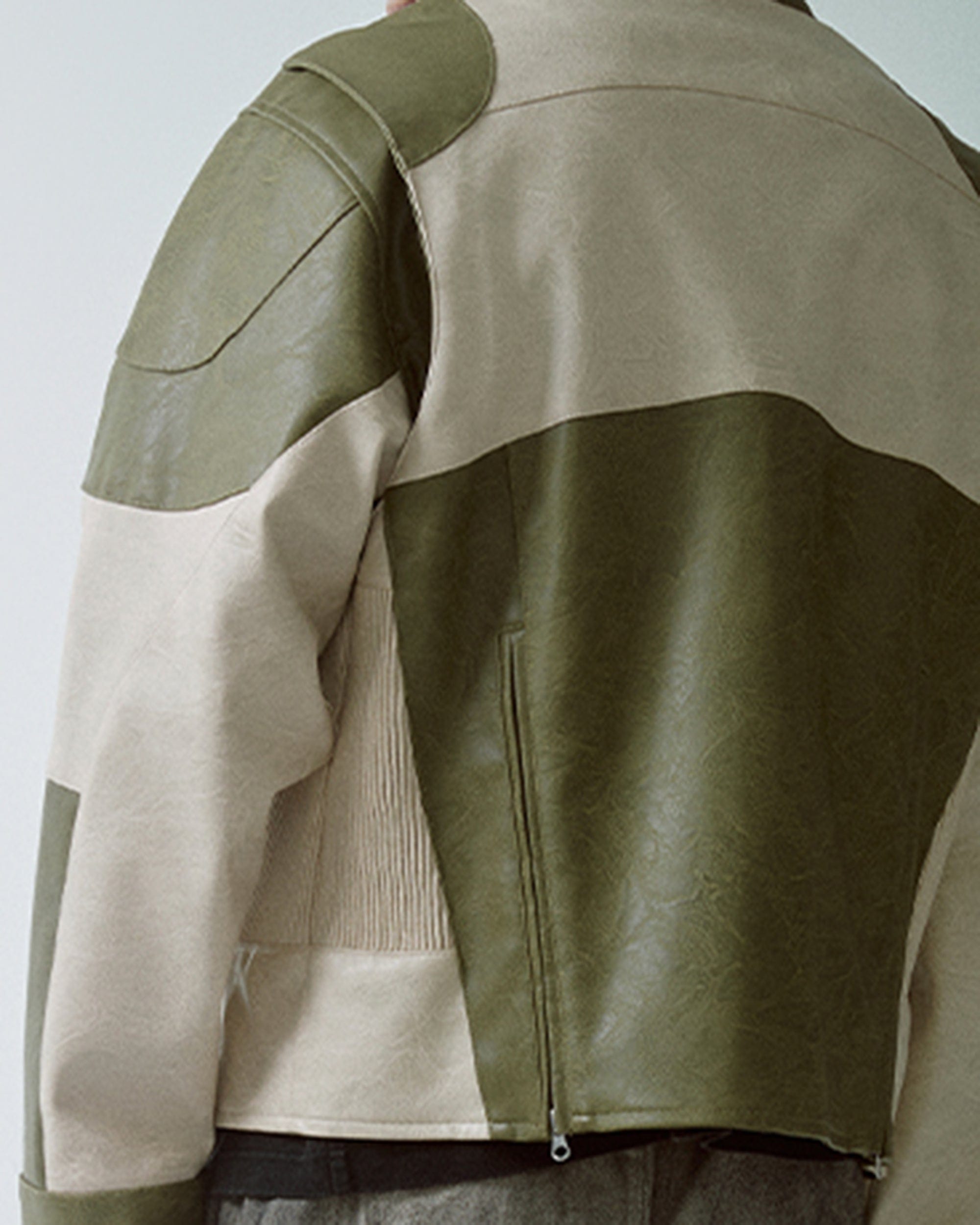 F2CE Modern Deconstructed Faux Leather Biker Jacket, premium urban and streetwear designers apparel on PROJECTISR.com, F2CE