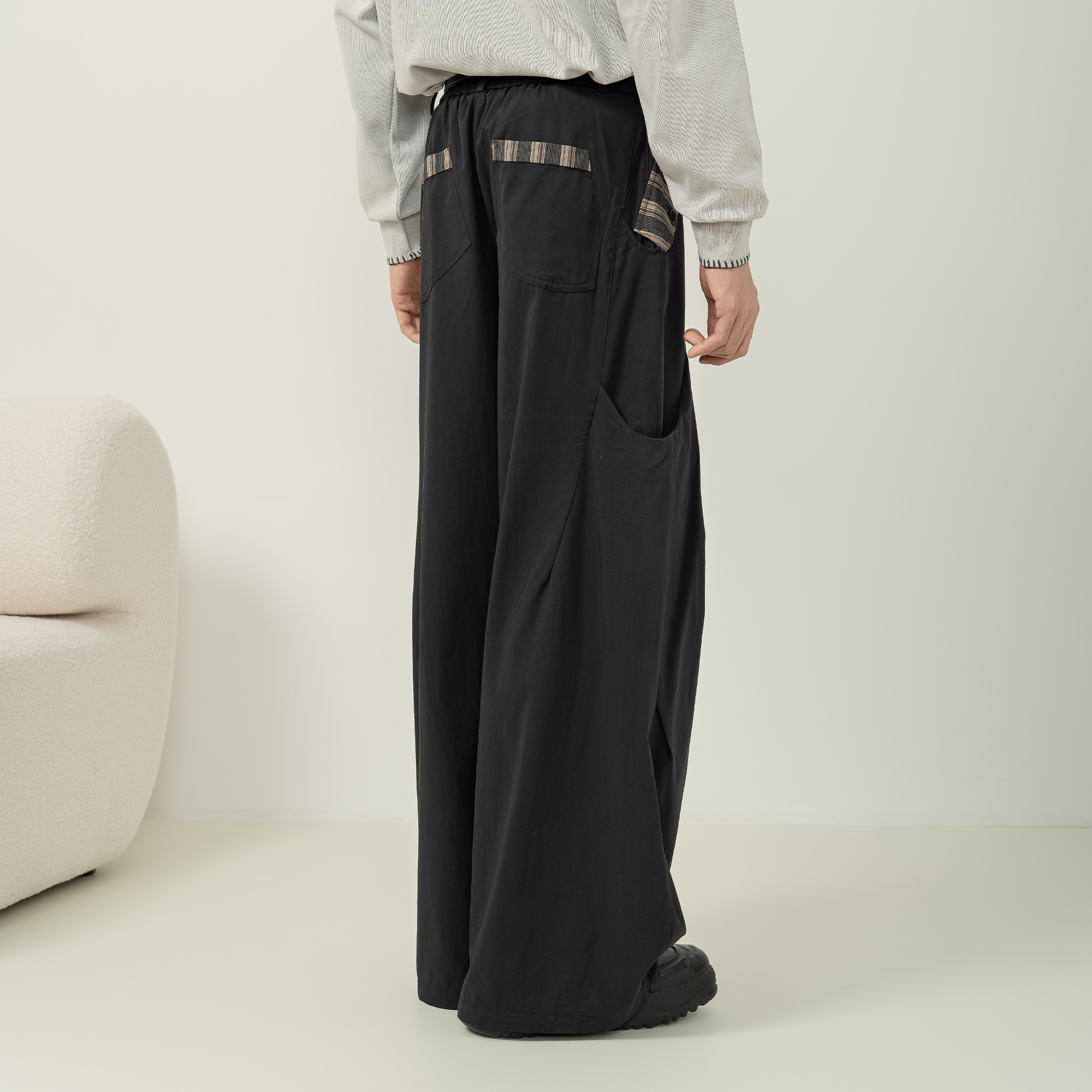 MOITIEDEPETALE Pleated Panel Oversized Cargo Pants