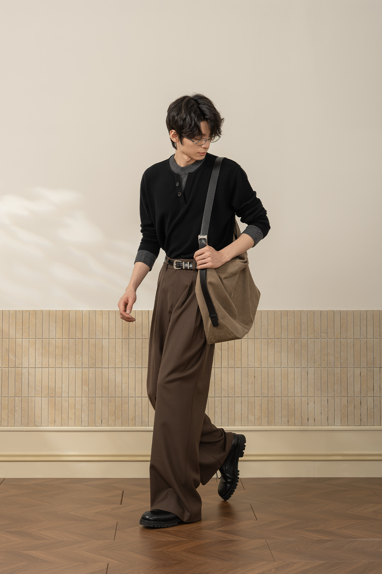 MOITIEDEPETALE Wool-Blended Pleats Trousers