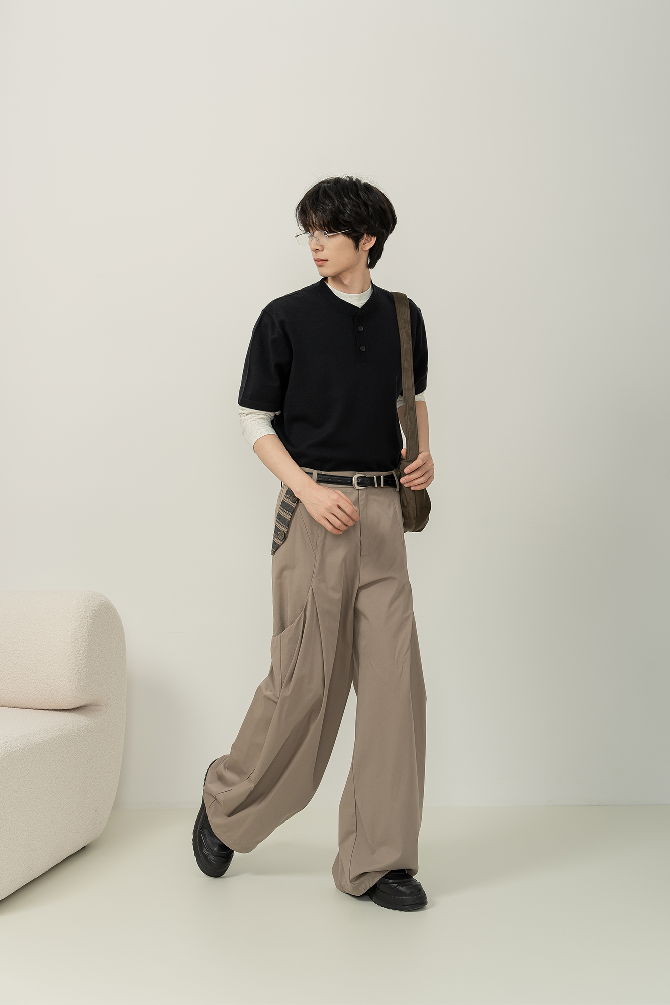 MOITIEDEPETALE Pleated Panel Oversized Cargo Pants