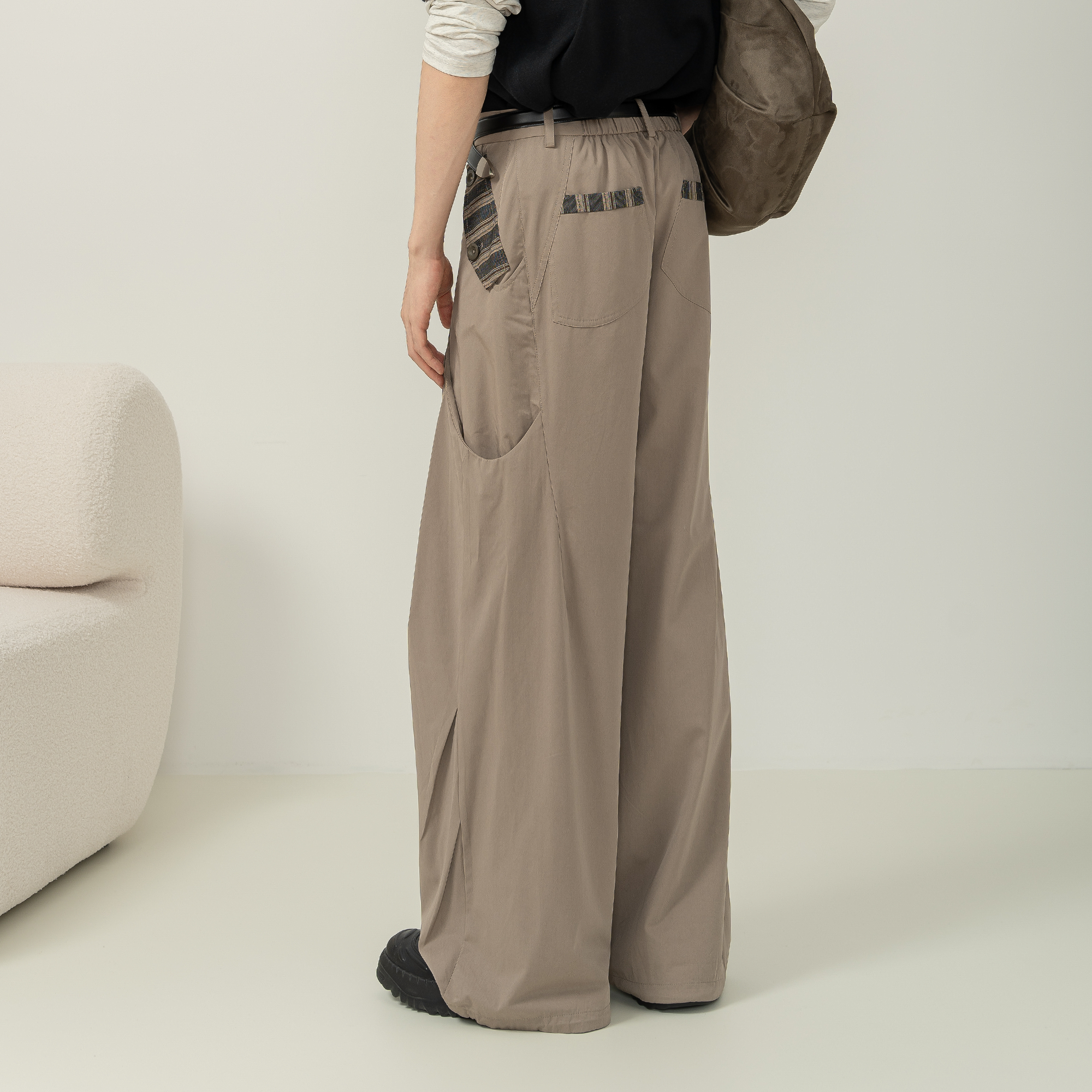MOITIEDEPETALE Pleated Panel Oversized Cargo Pants