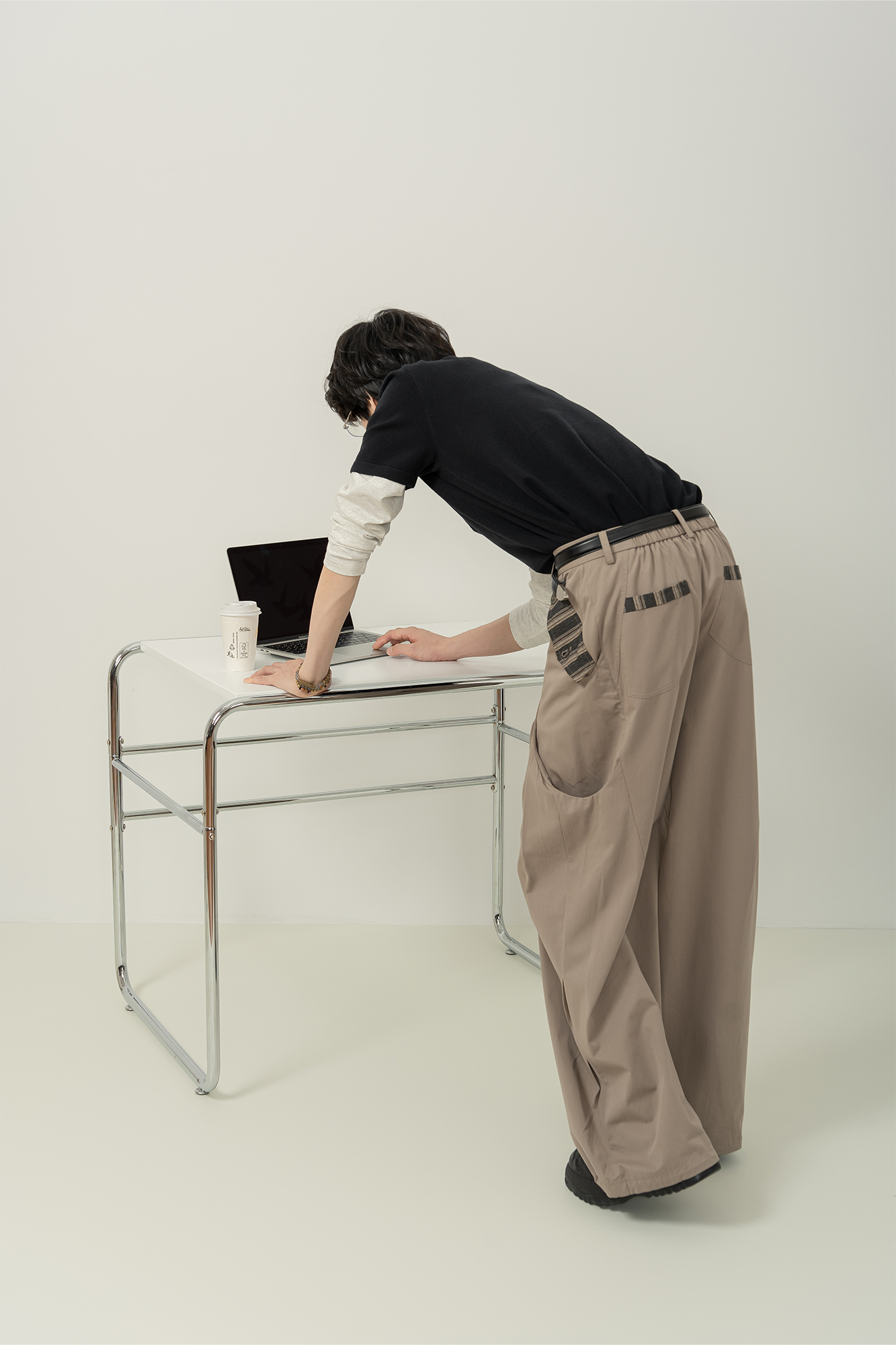 MOITIEDEPETALE Pleated Panel Oversized Cargo Pants