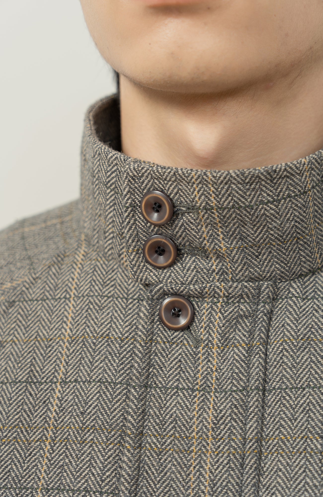 MOITIEDEPETALE Plaid Panels Wool-Blend Jacket