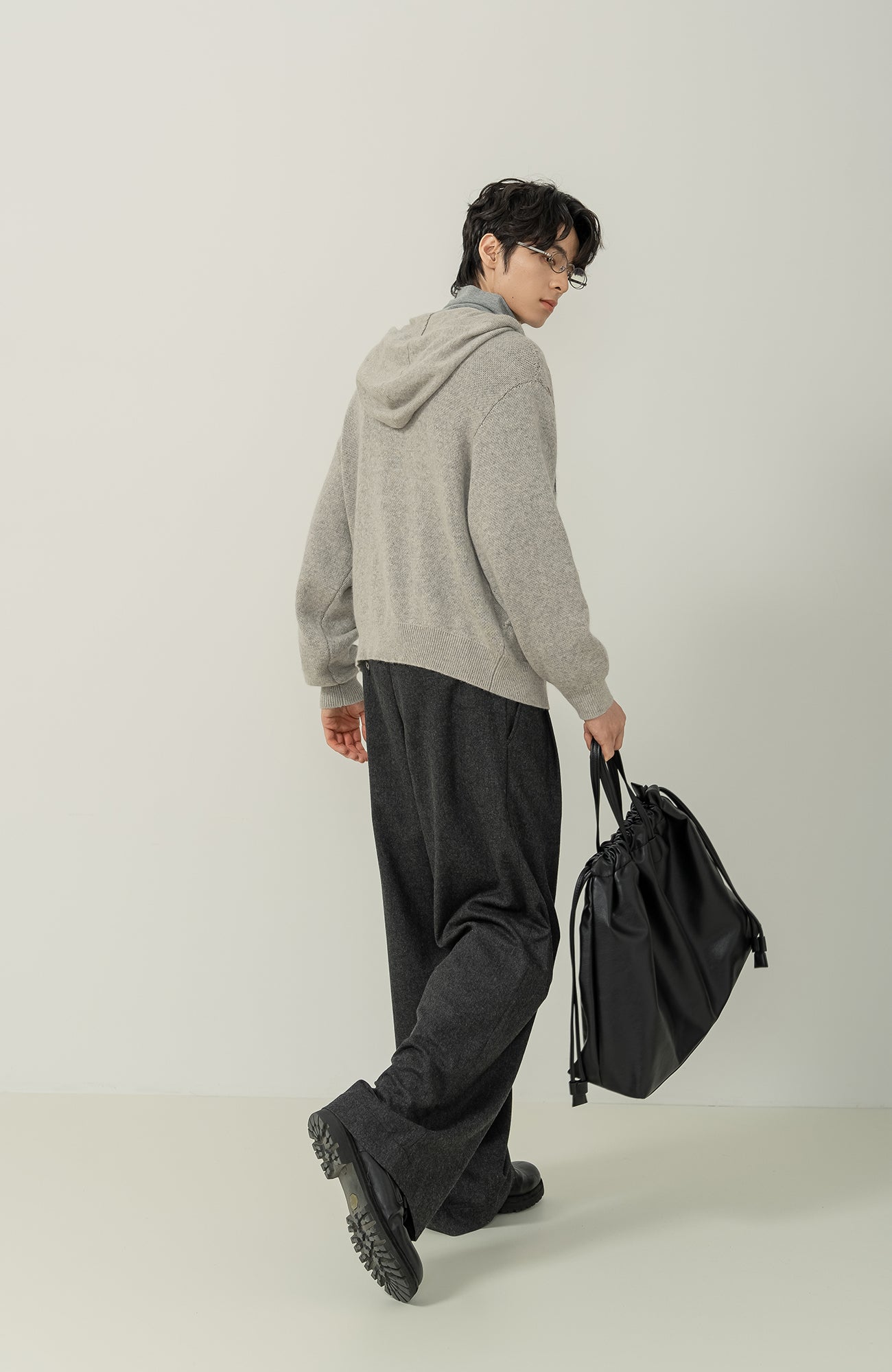 MOITIEDEPETALE Argyle Dual Zip Hooded Cardigan