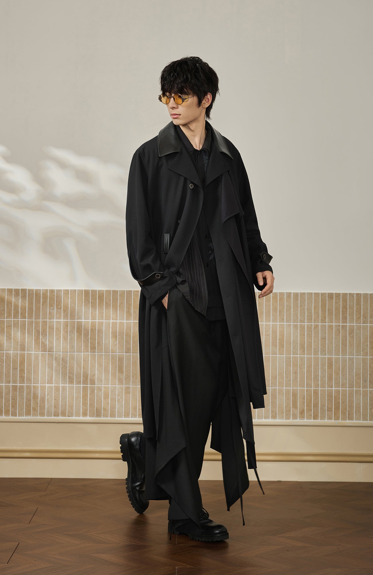 MOITIEDEPETALE Detachable Asymmetric Wide-Leg Wool Skort