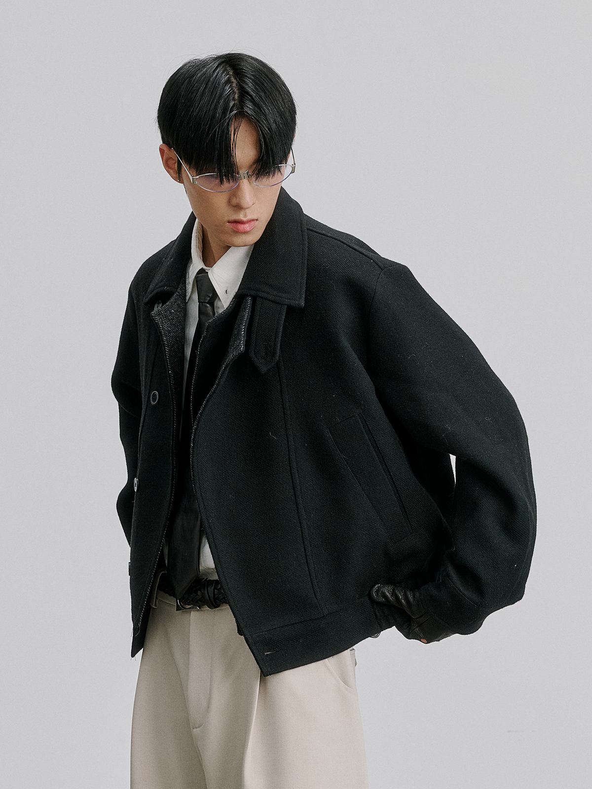 CATSSTAC Retro Wool-Blend Asymmetric Double-Placket Jacket
