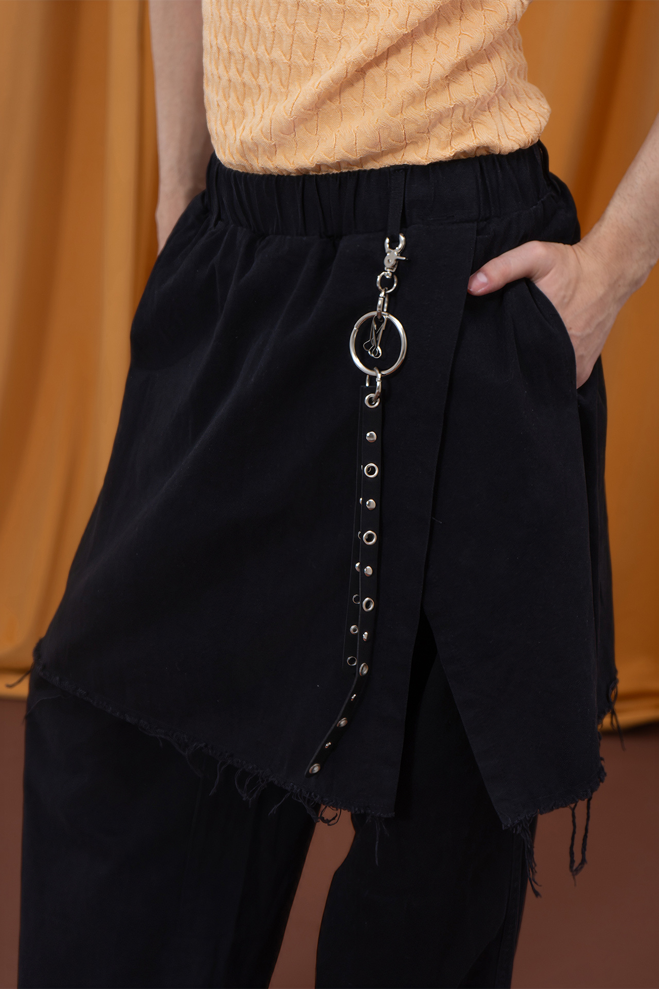 CLP Layered Raw-Edge Wide-Leg Pants