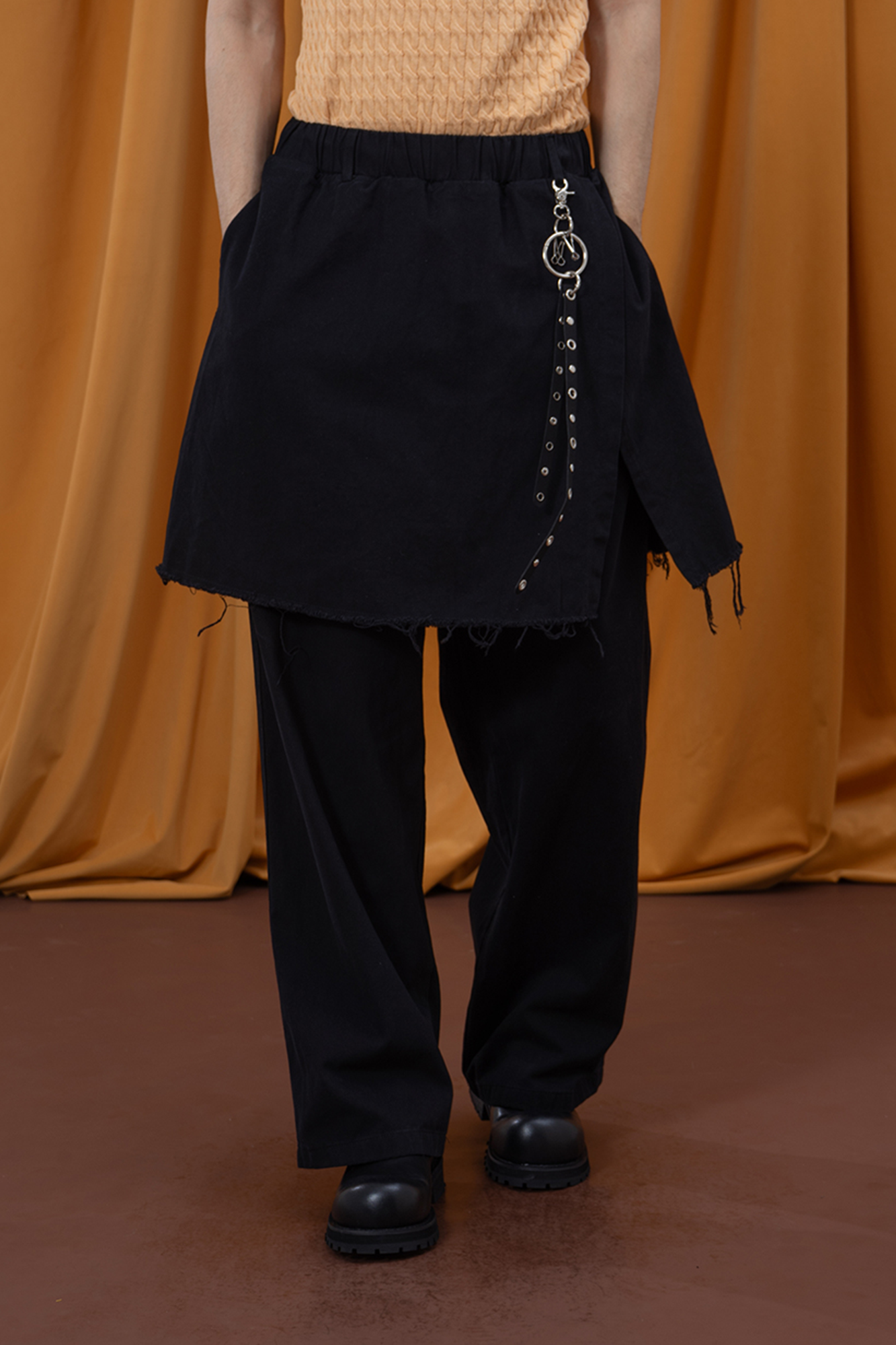 CLP Layered Raw-Edge Wide-Leg Pants