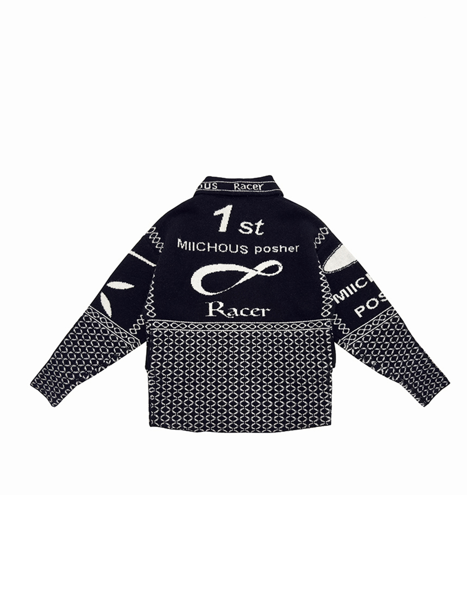 MIICHOUS Racer Geometric Jacquard Zip-Up Cardigan