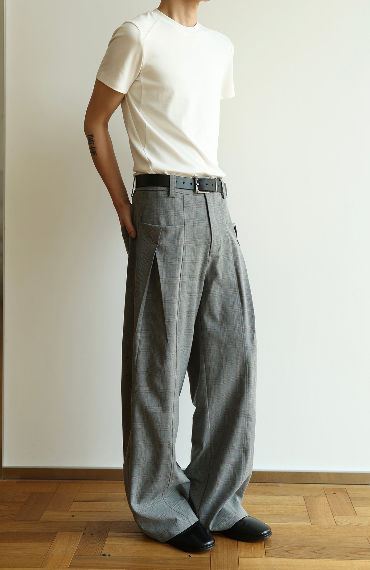 OKAYTHXBYE Plaid Wide-Leg Trousers