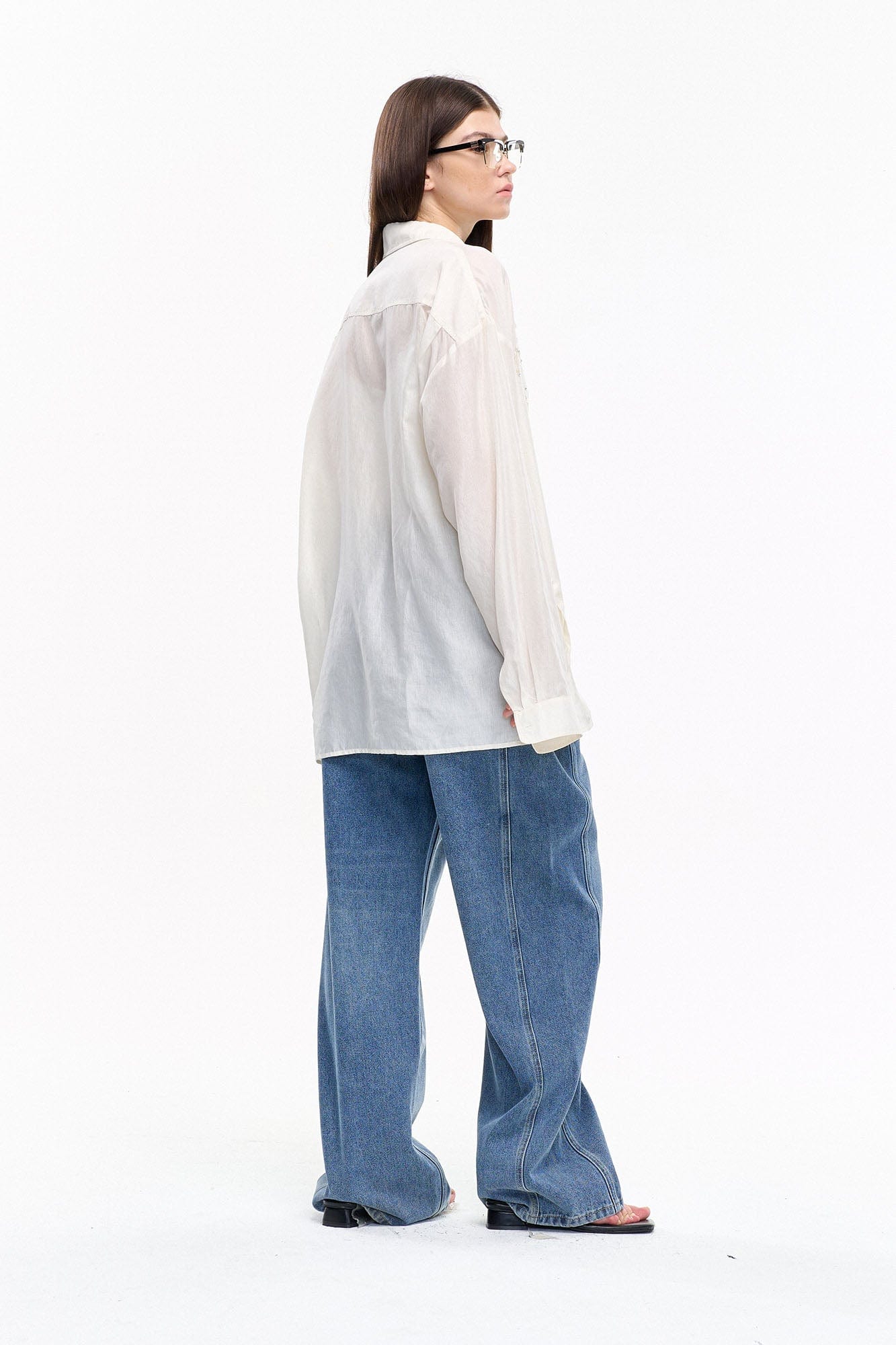 LEONSENSE Firework Embroidered Sequin Sheer Tencel Shirt, premium urban and streetwear designers apparel on PROJECTISR.com, LEONSENSE