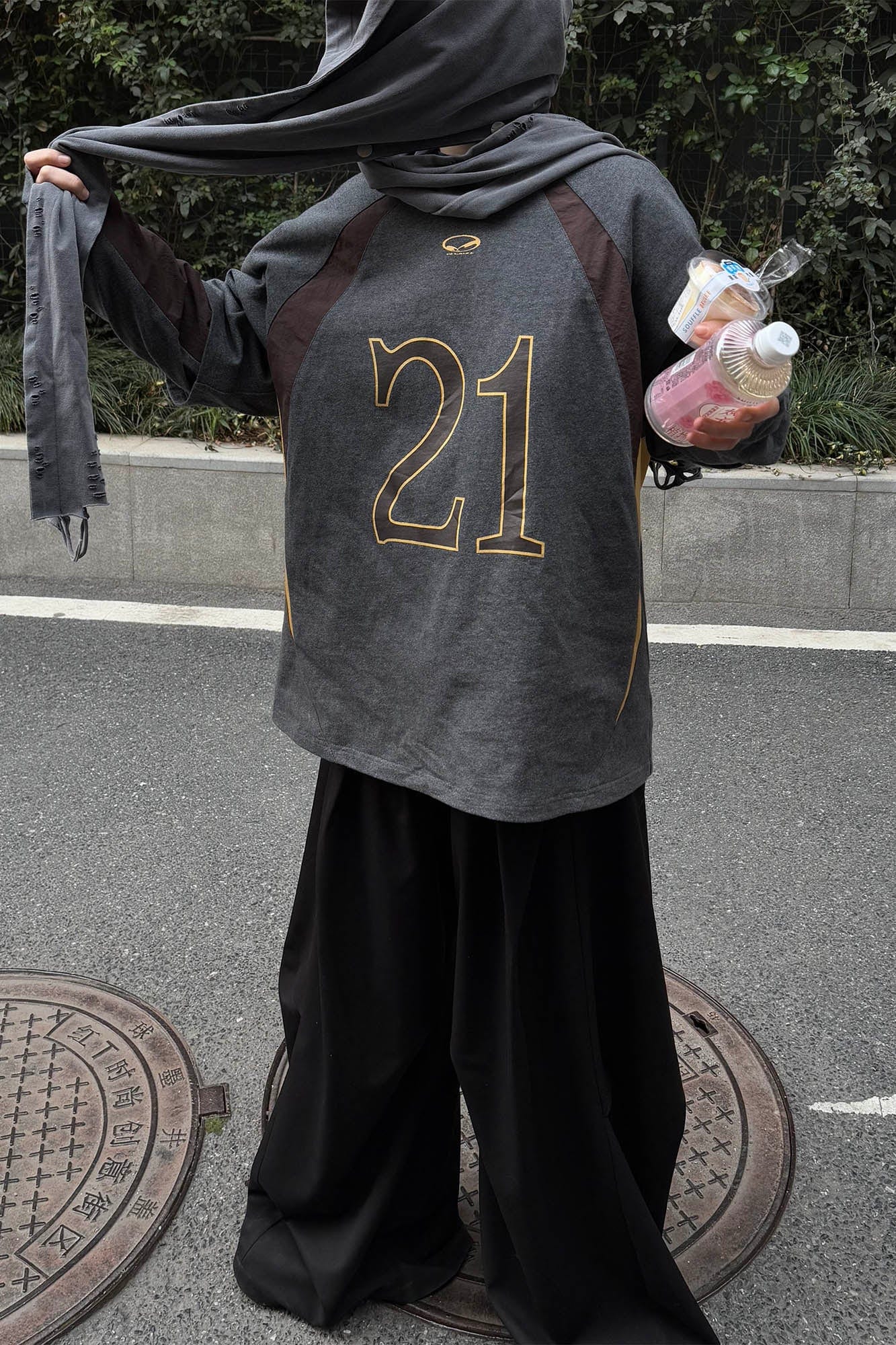 RELABEL No.21 Spliced Layered Long-Sleeve Tee, premium urban and streetwear designers apparel on PROJECTISR.com, RELABEL