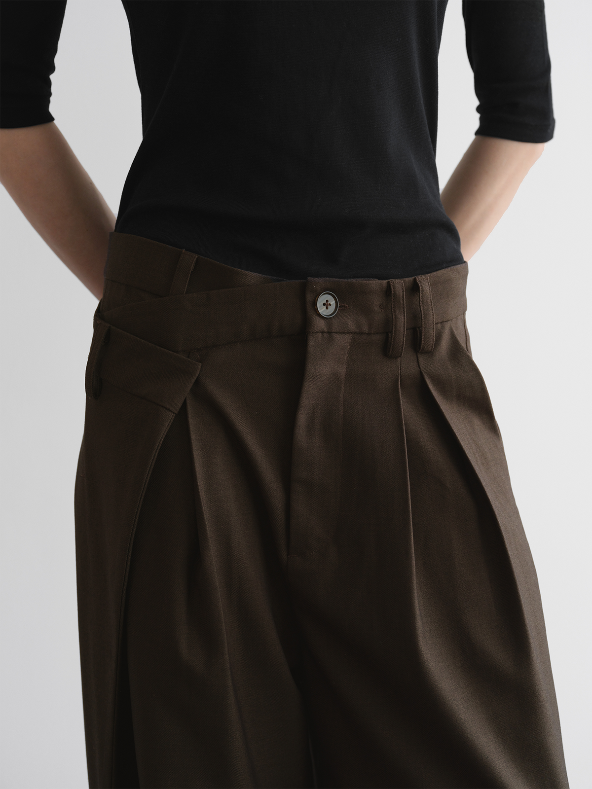 ORGANIC EMOTION Deconstructed Asymmetrical Pleated Trousers